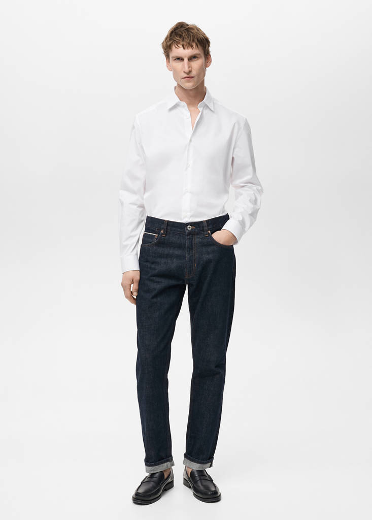 Regular-fit stretch cotton shirt — White