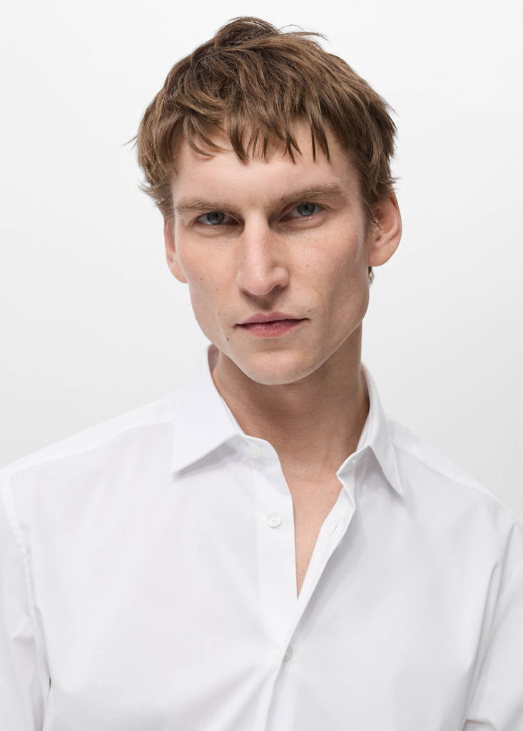 Regular-fit stretch cotton shirt — White