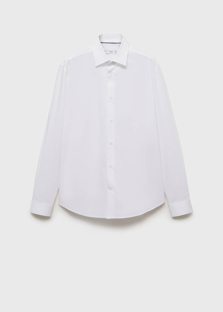 Regular-fit stretch cotton shirt — White