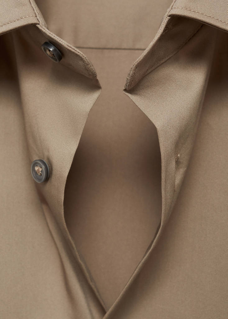 Regular-fit stretch cotton shirt — Medium Brown