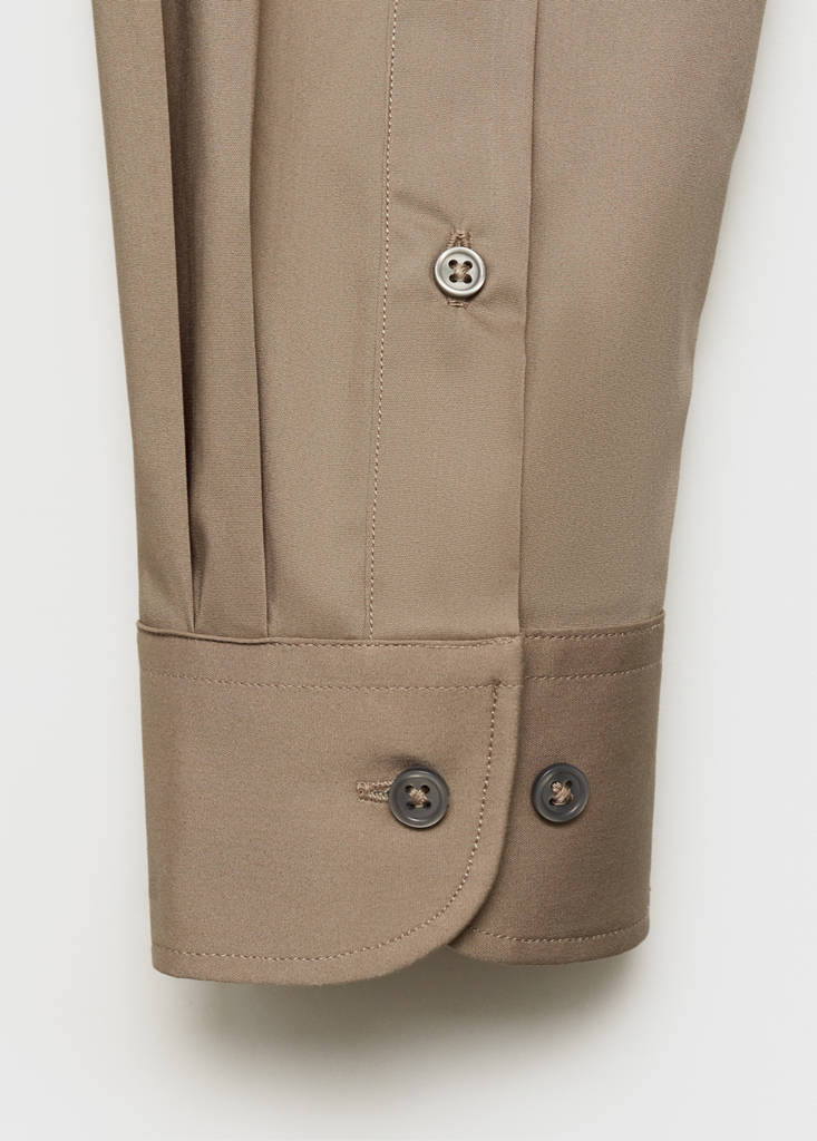 Regular-fit stretch cotton shirt — Medium Brown
