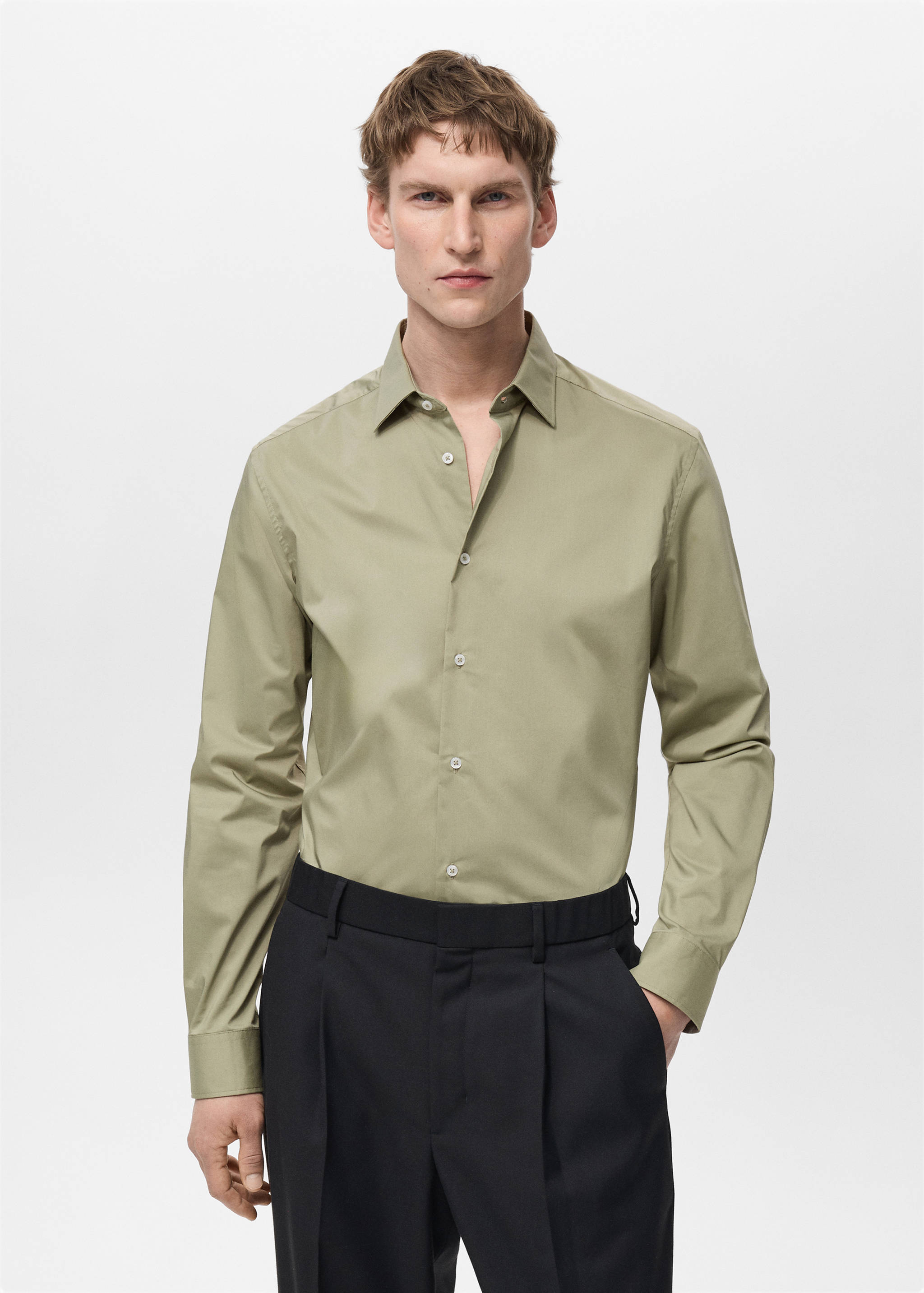 Regular-fit stretch cotton shirt - Medium plane