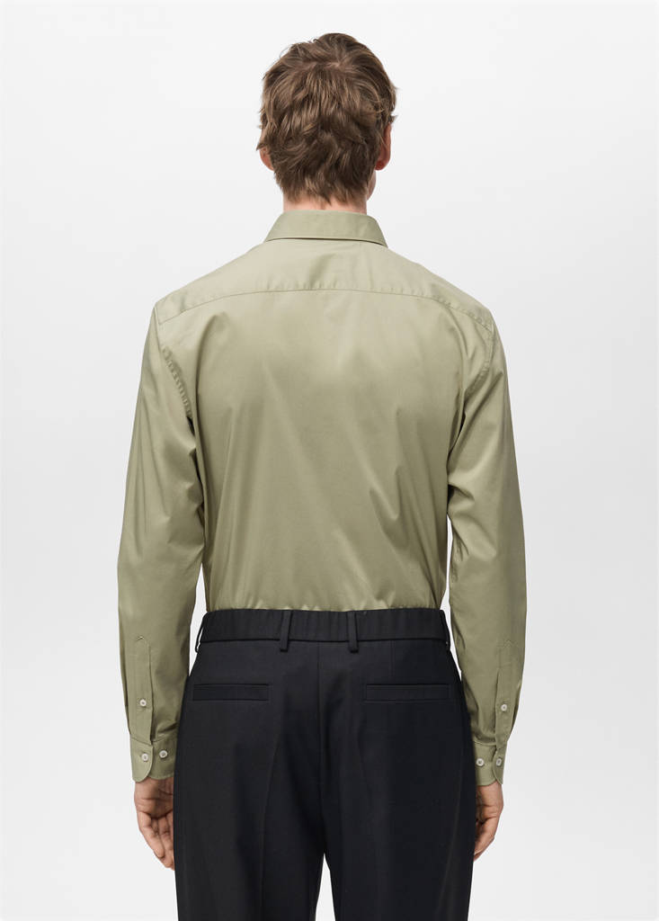 Regular-fit stretch cotton shirt — Green