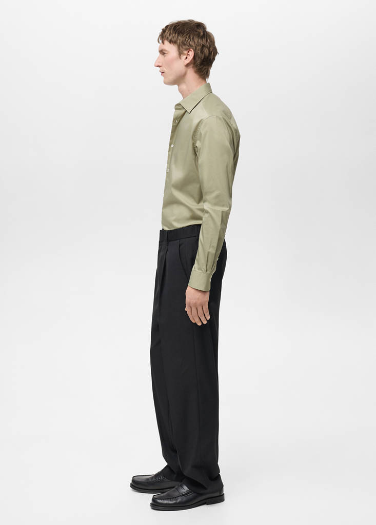 Regular-fit stretch cotton shirt — Green