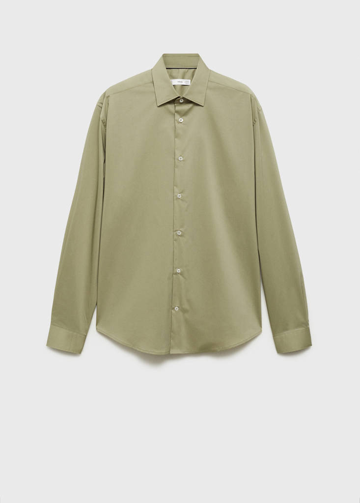Regular-fit stretch cotton shirt — Green
