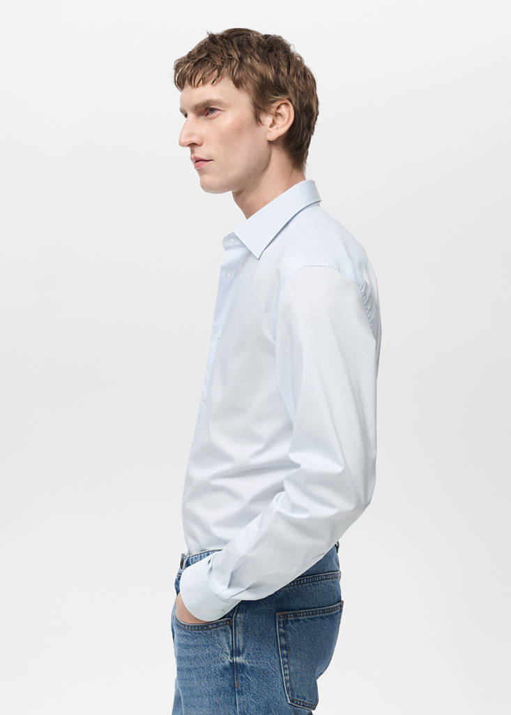 Regular-fit stretch cotton shirt — Sky Blue