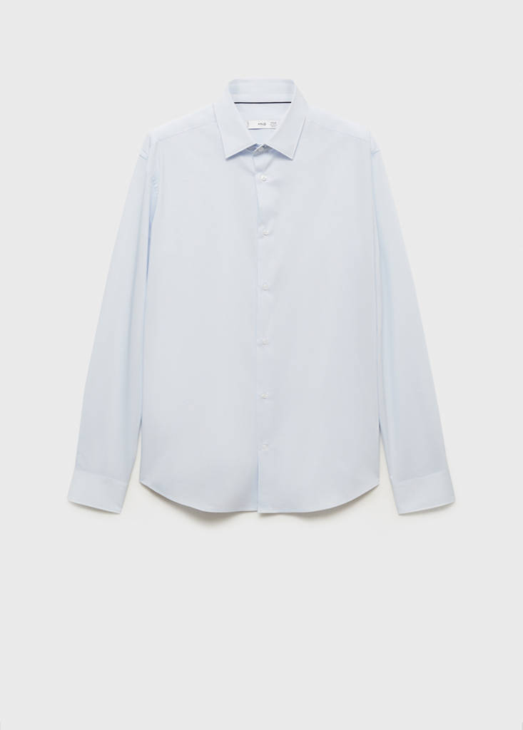 Regular-fit stretch cotton shirt — Sky Blue