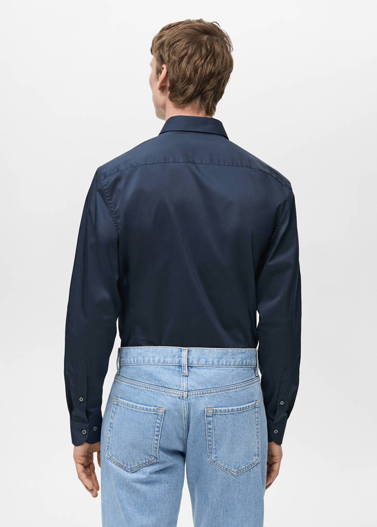 Regular-fit stretch cotton shirt — Dark Navy