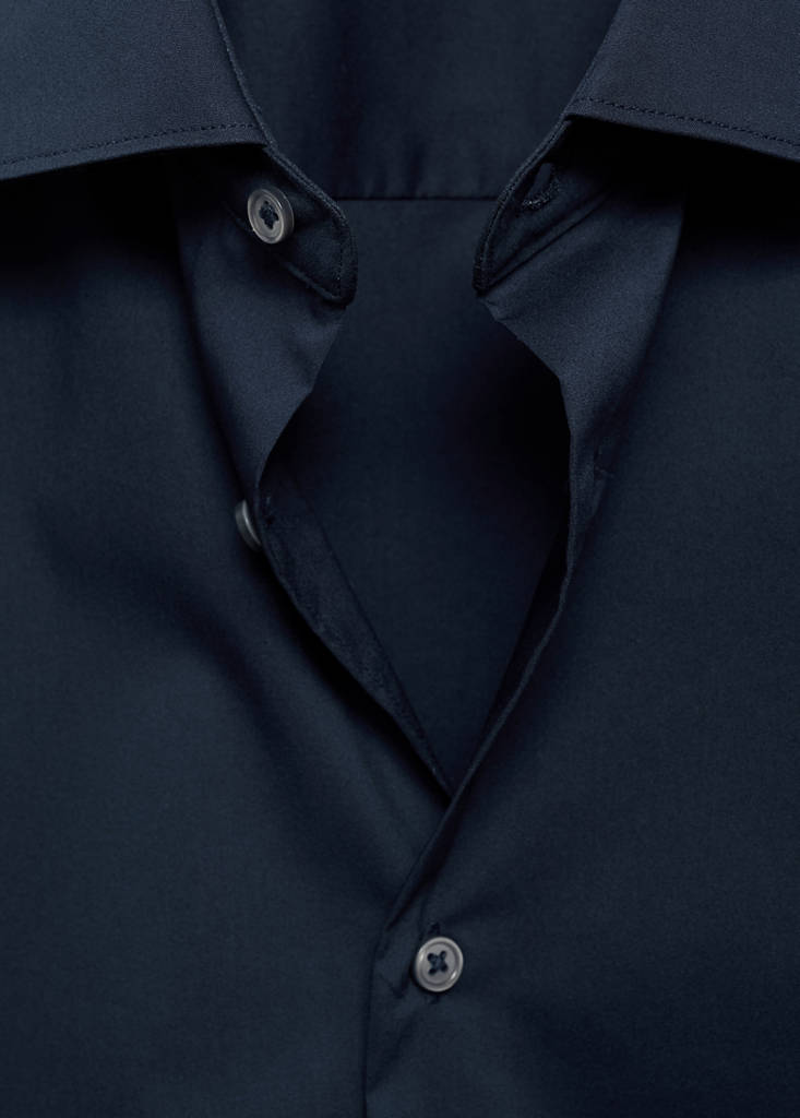 Regular-fit stretch cotton shirt — Dark Navy