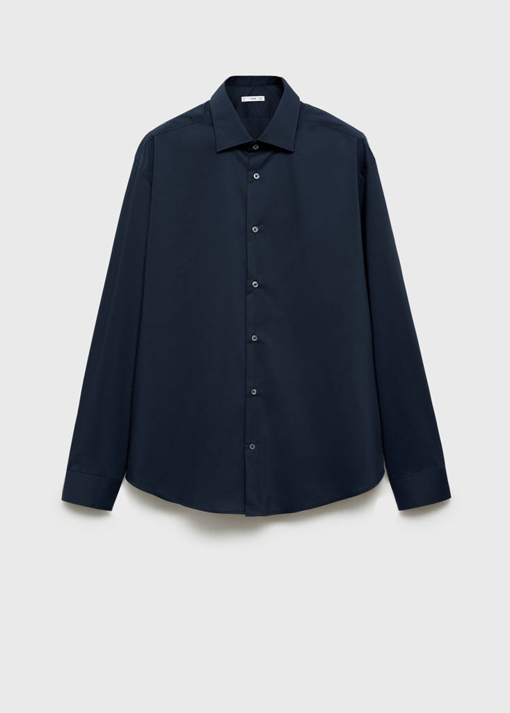 Regular-fit stretch cotton shirt — Dark Navy
