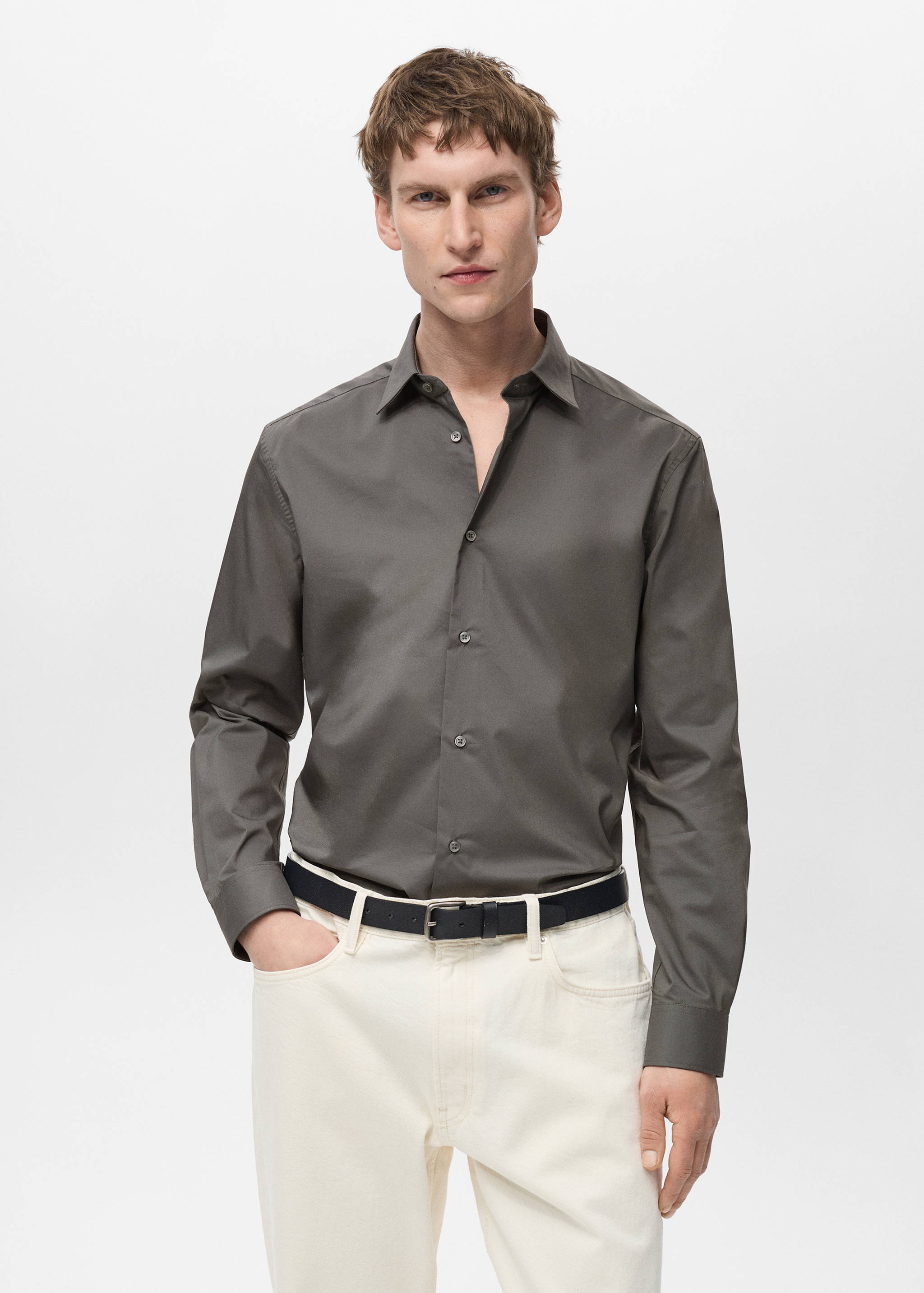 Regular-fit stretch cotton shirt - Medium plane