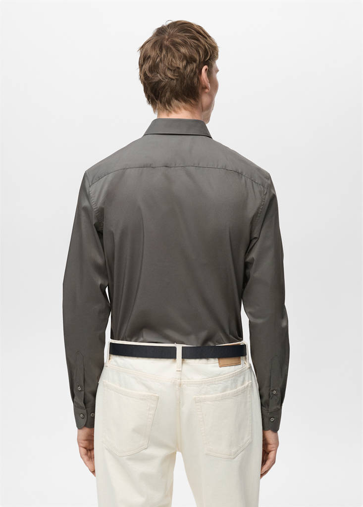 Regular-fit stretch cotton shirt — Grey