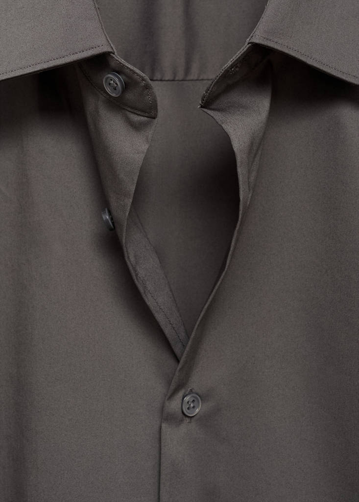 Regular-fit stretch cotton shirt — Grey
