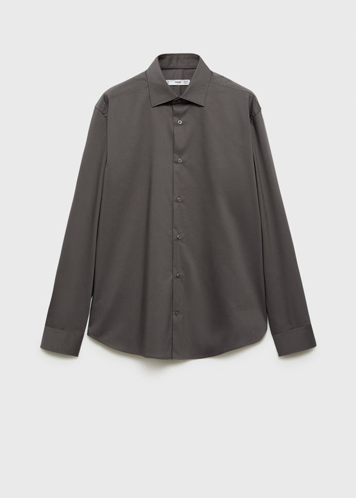Regular-fit stretch cotton shirt — Grey