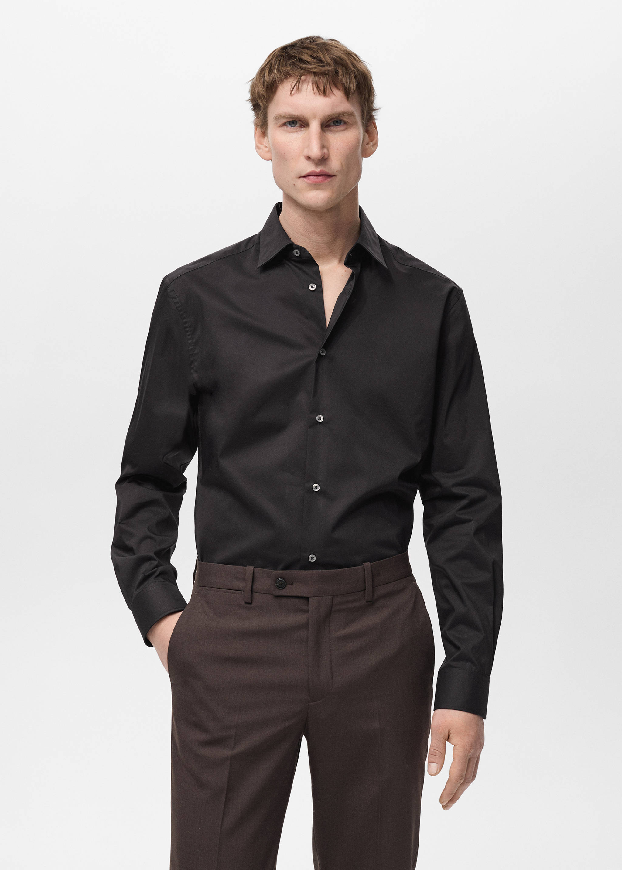 Regular-fit stretch cotton shirt - Medium plane