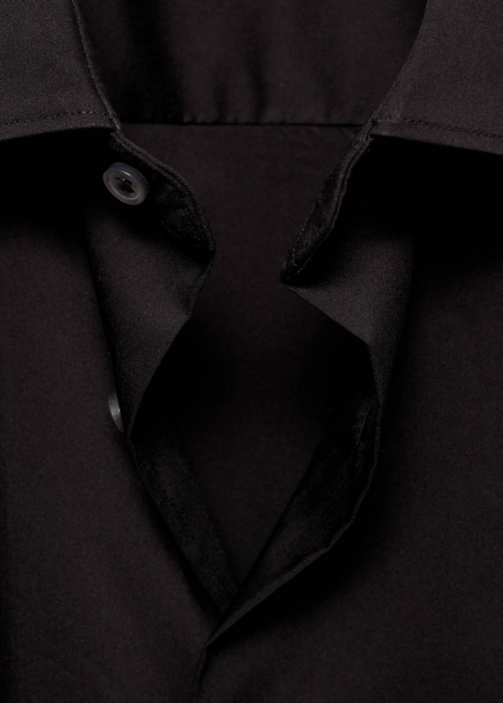 Regular-fit stretch cotton shirt — Black