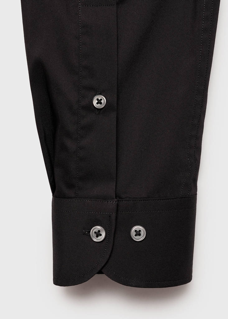 Regular-fit stretch cotton shirt — Black