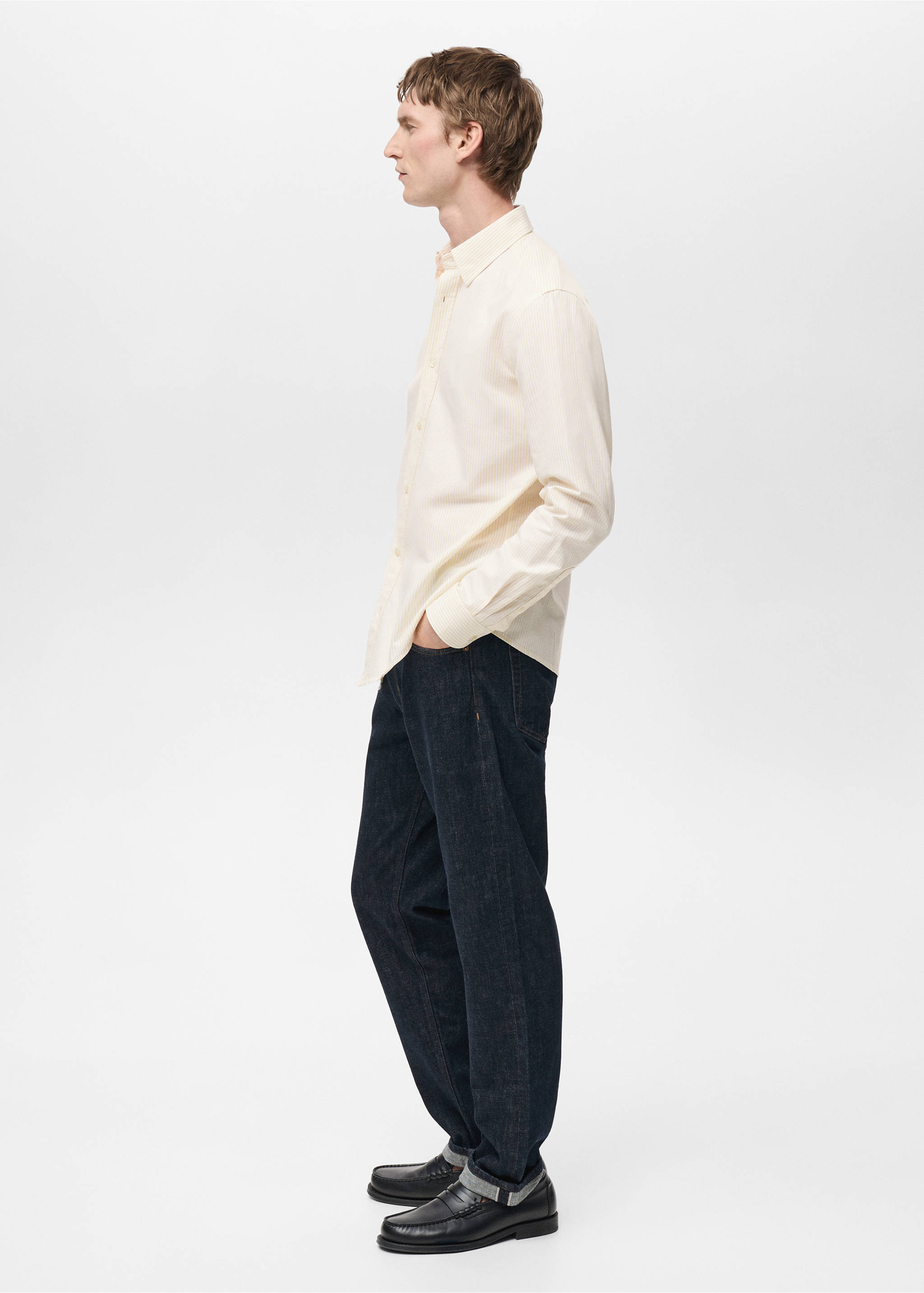 100% cotton striped shirt - Details of the article 2, Yellow. Ref: 87000603-00.