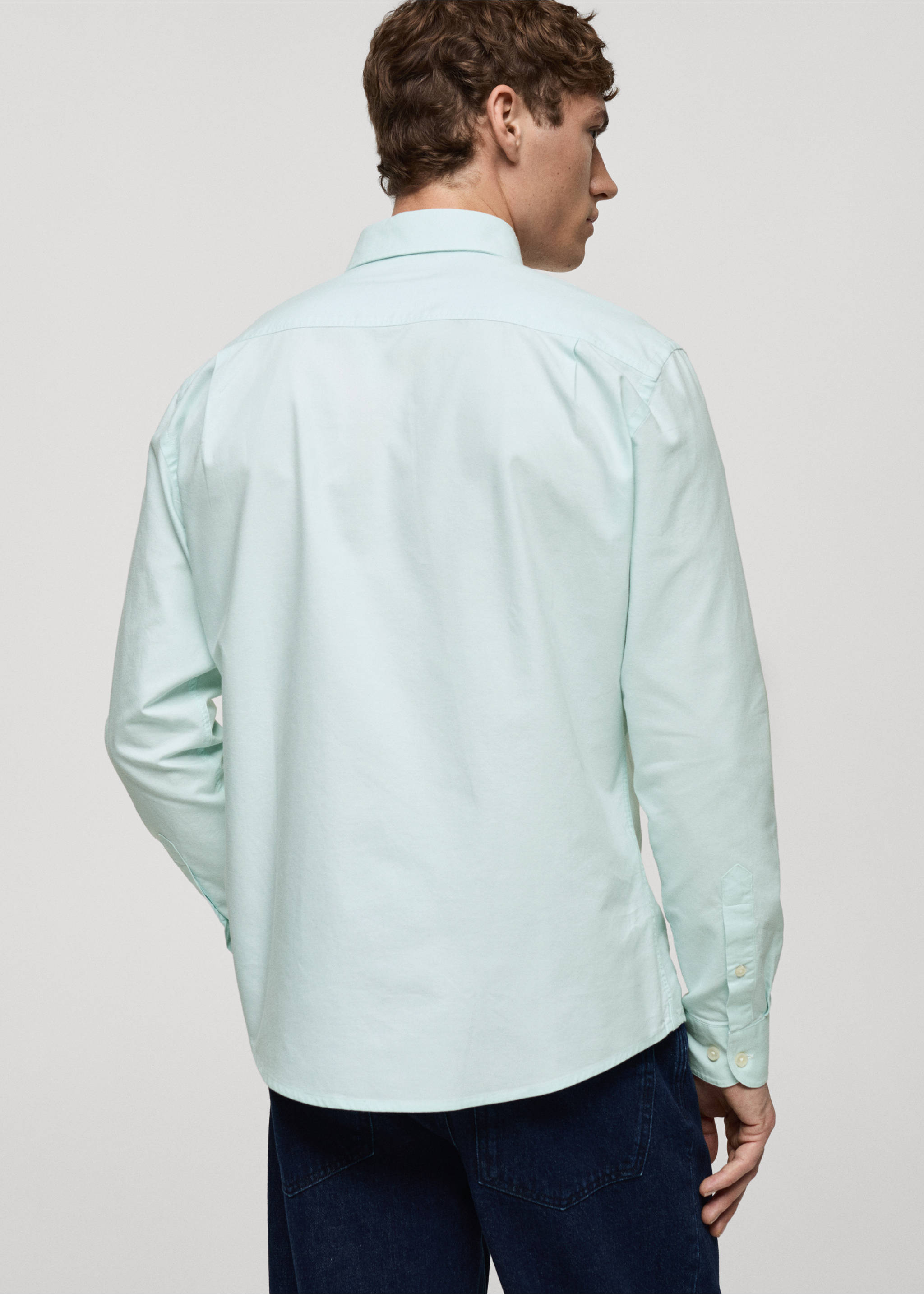 100% cotton Oxford shirt - Reverse of the article, Pastel Green. Ref: 87000605-00.