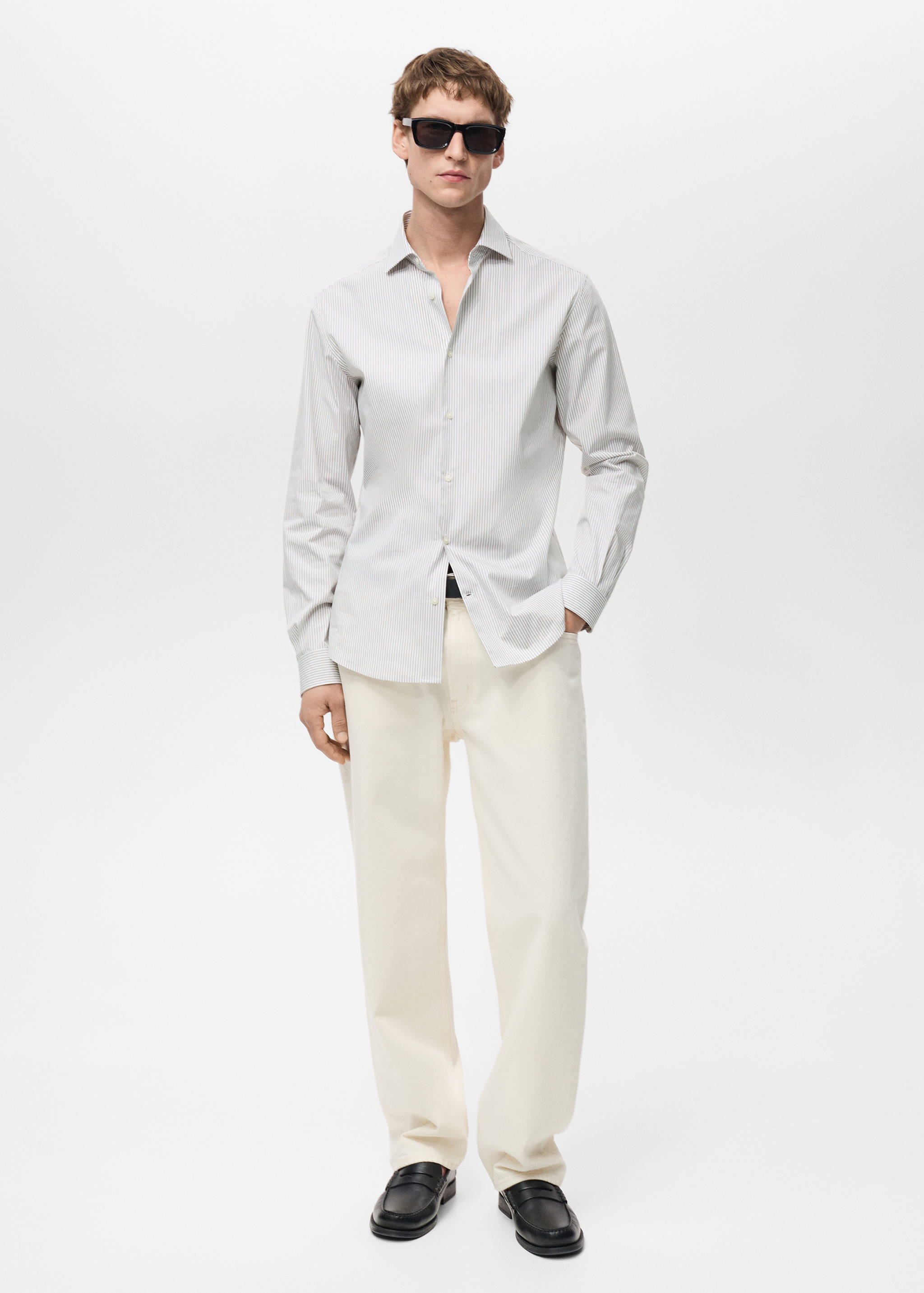 Chemise slim fit coton rayée - Plan général