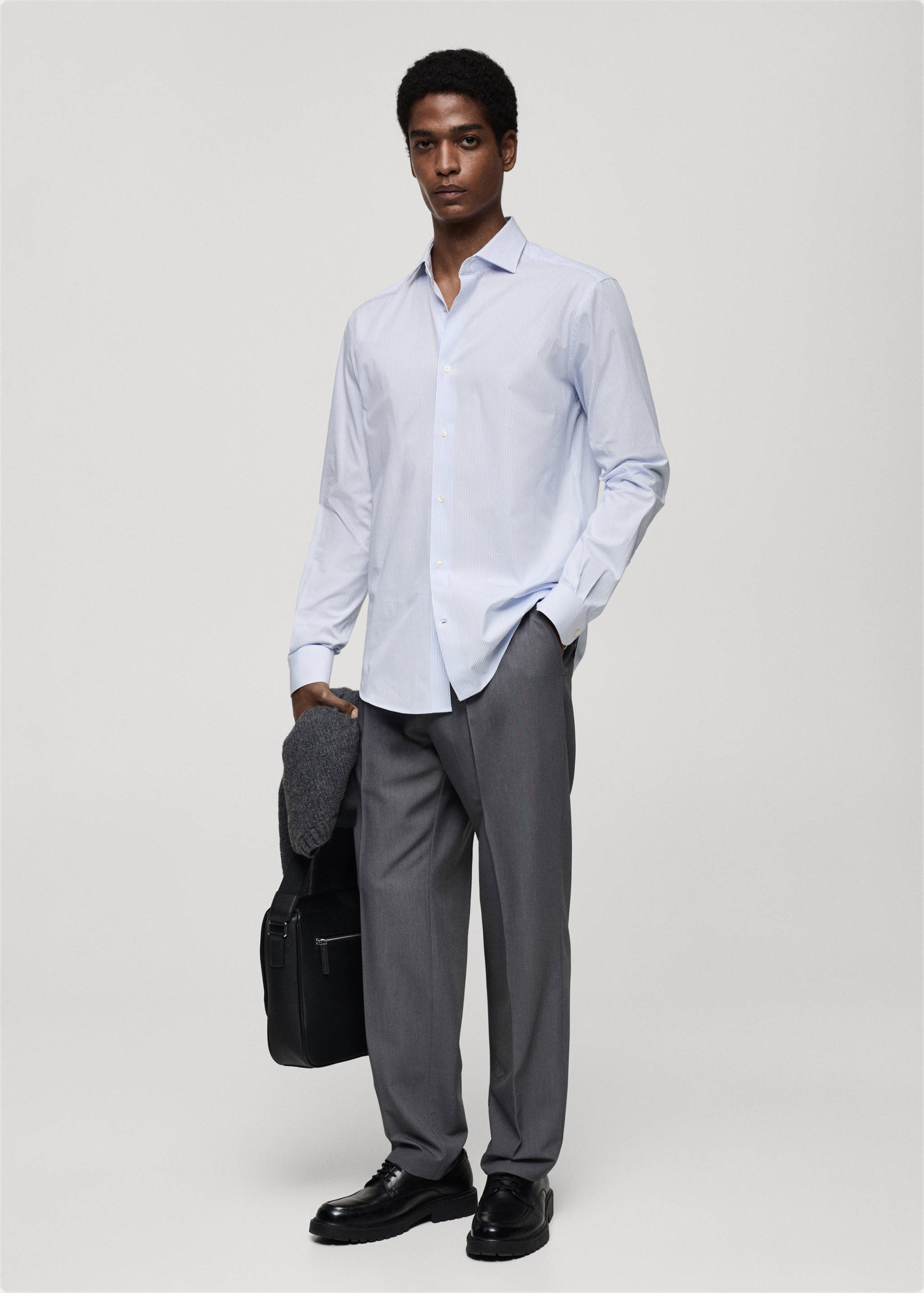 Chemise slim fit coton rayée - Plan général