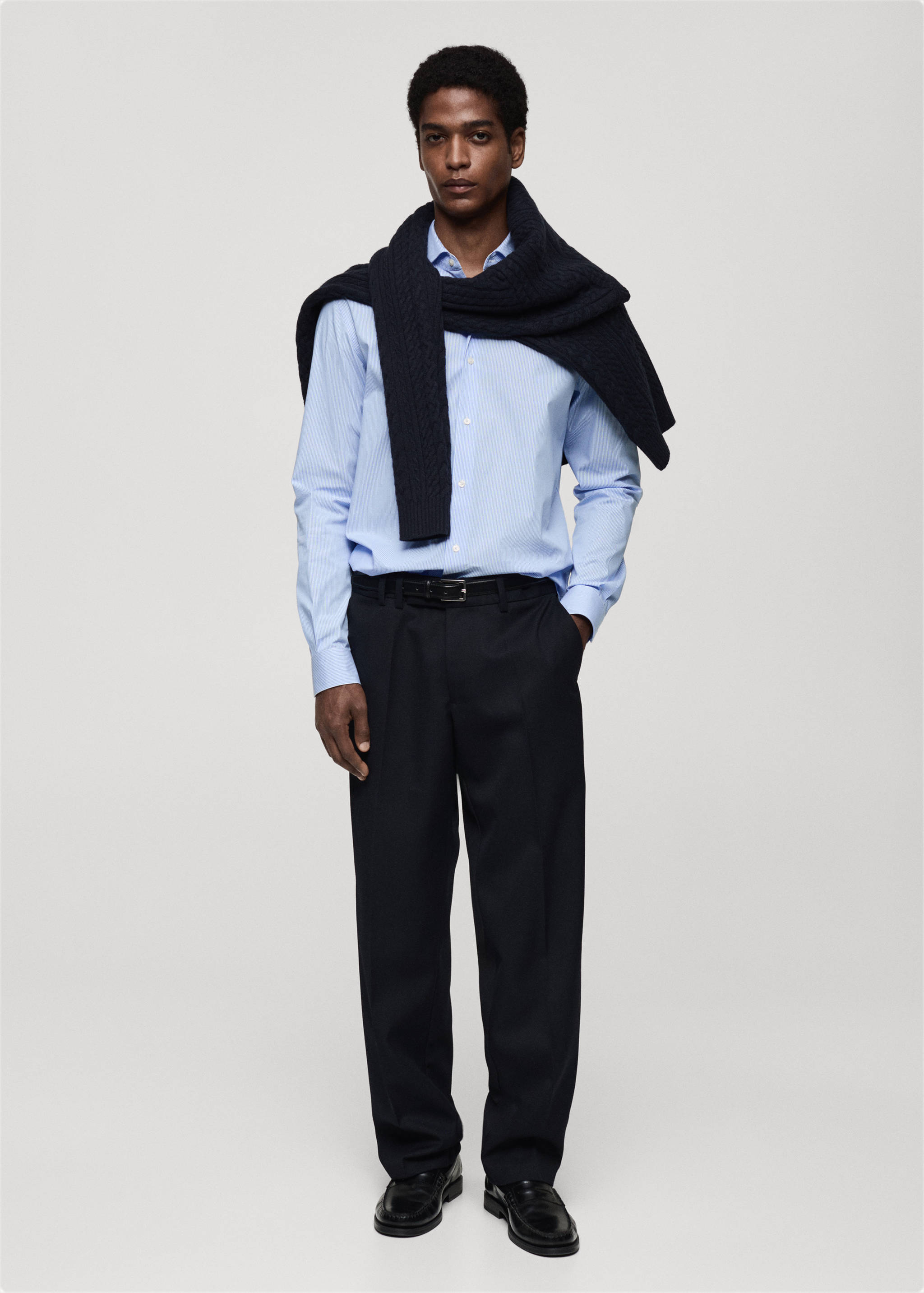 Chemise slim fit coton rayée - Plan général