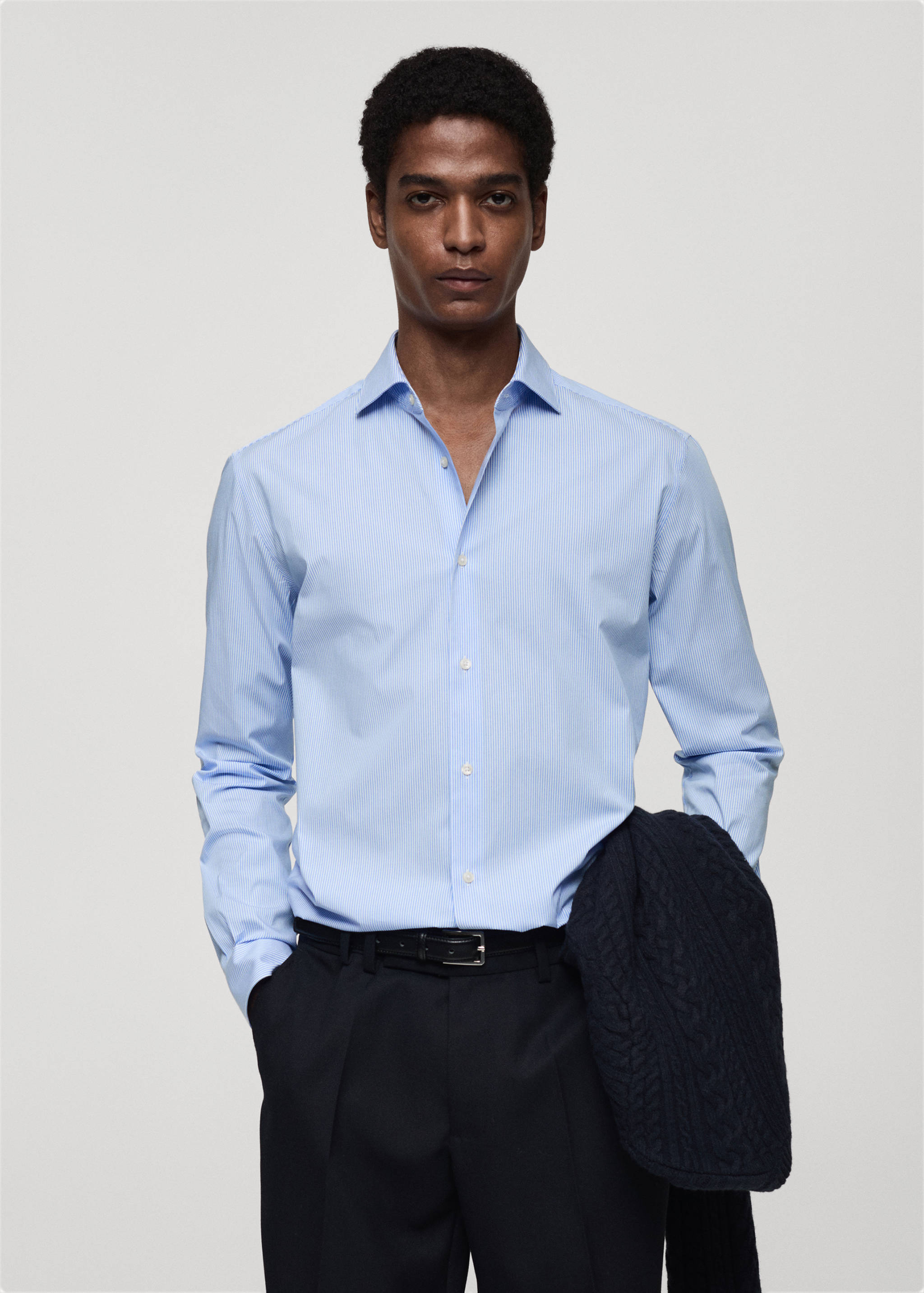 Chemise slim fit coton rayée - Plan moyen