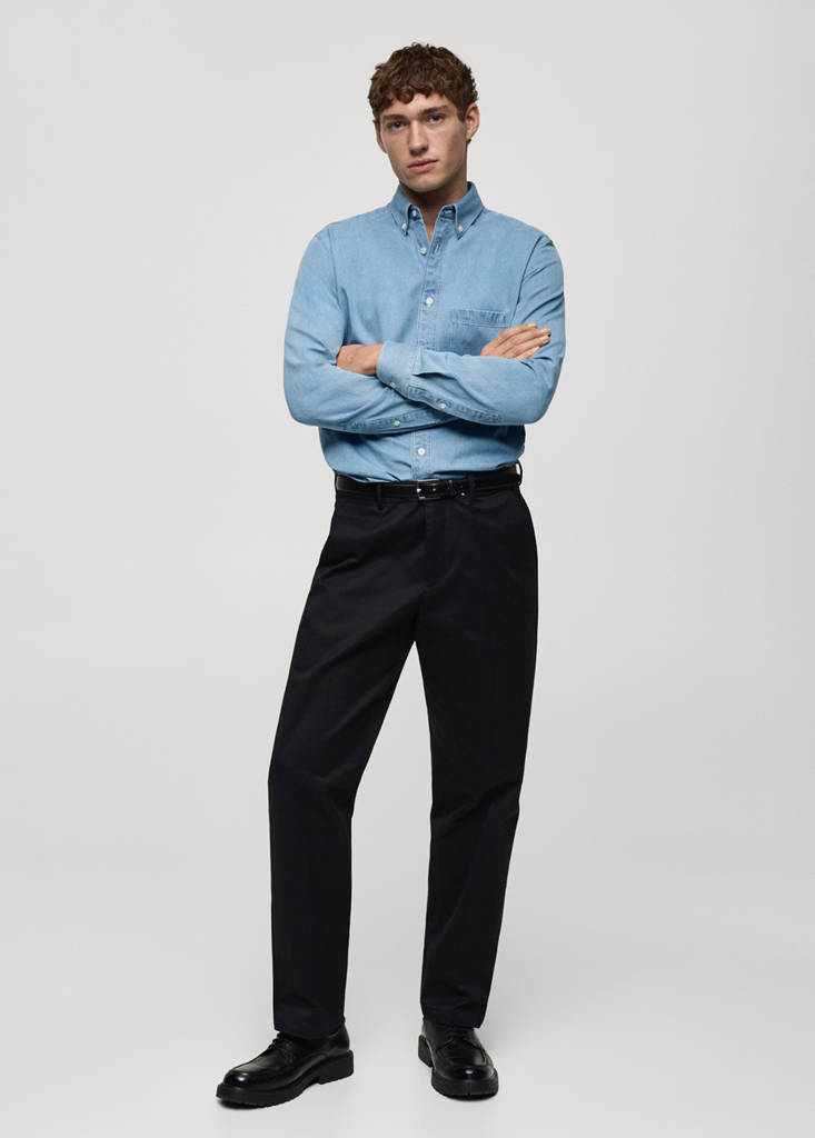 MANGO MAN - Chemise en jean 100 % coton bleu moyen - XS