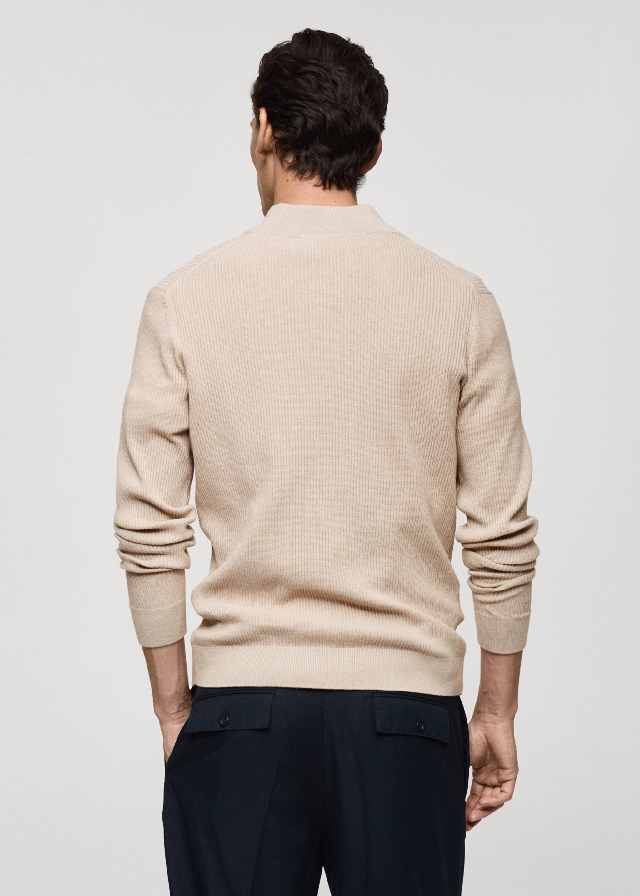 Ribbed sweater with zip neck - Reverse of the article