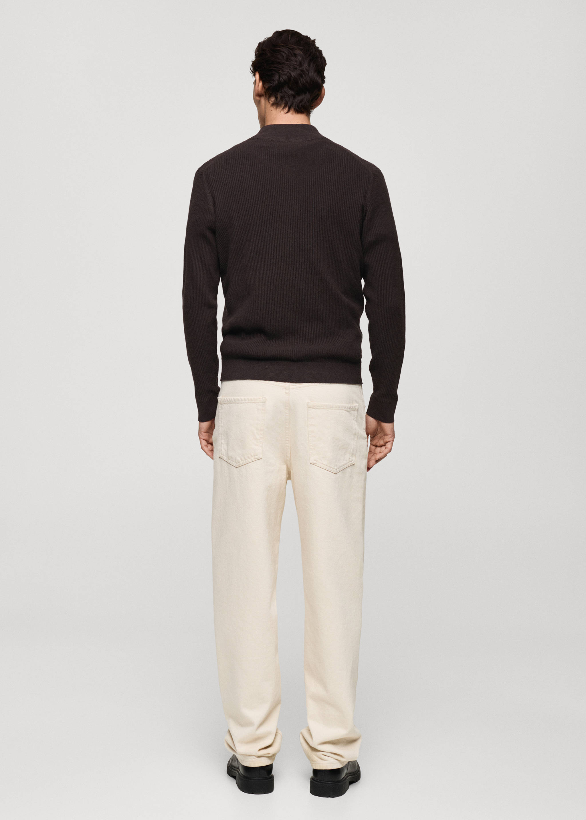 Ribbed sweater with zip neck - Reverse of the article