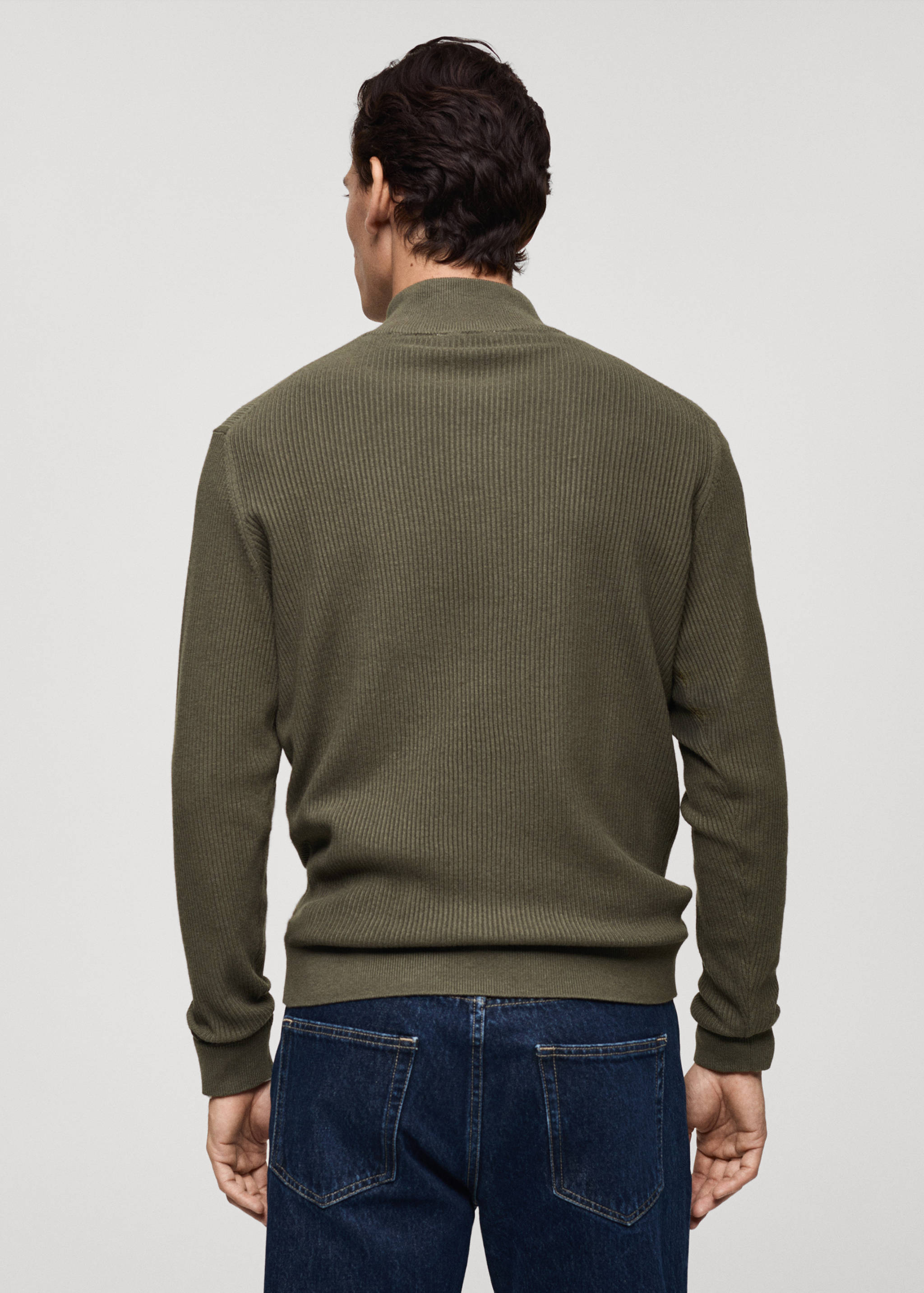 Ribbed sweater with zip neck - Reverse of the article