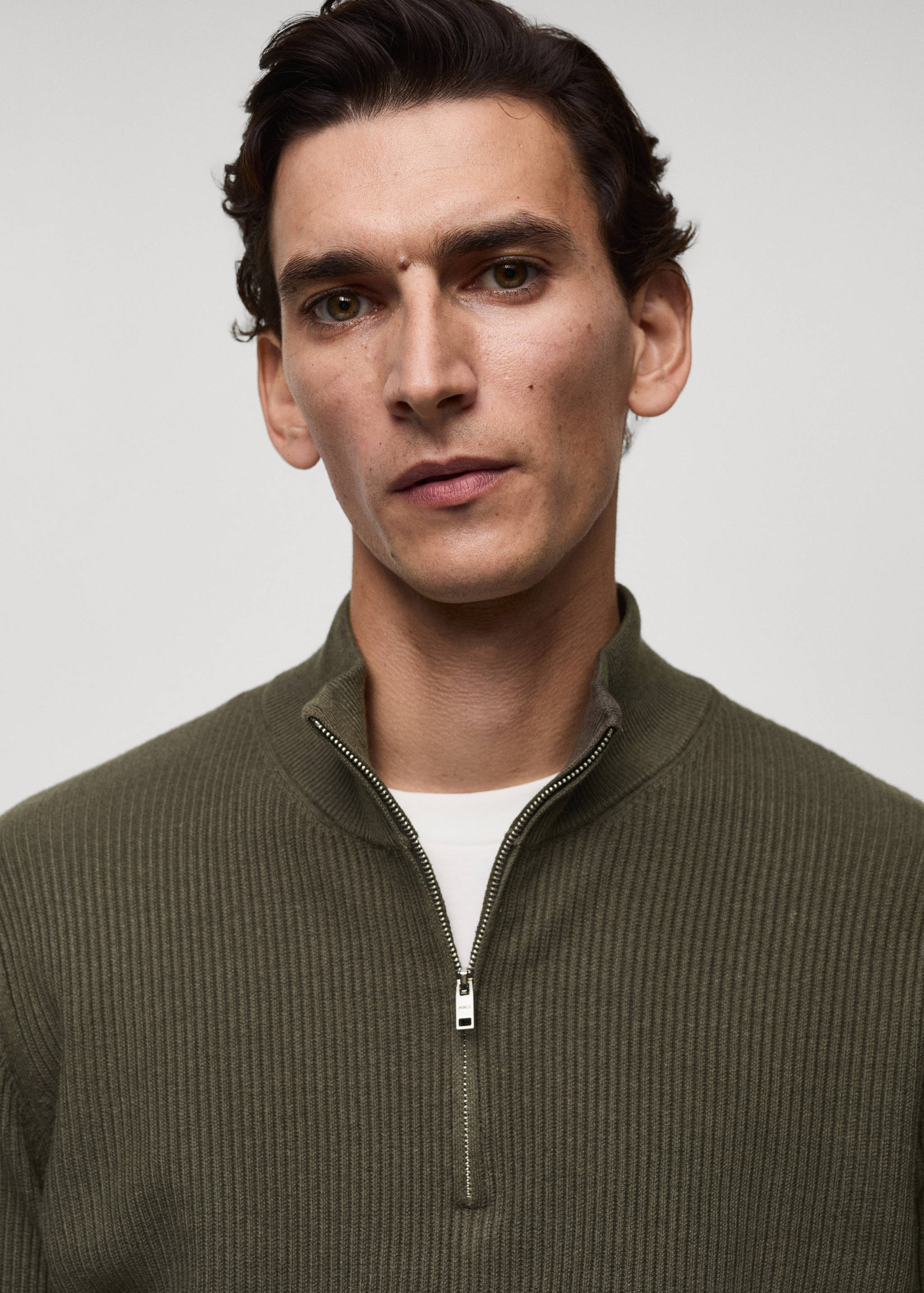 Ribbed sweater with zip neck - Details of the article 1