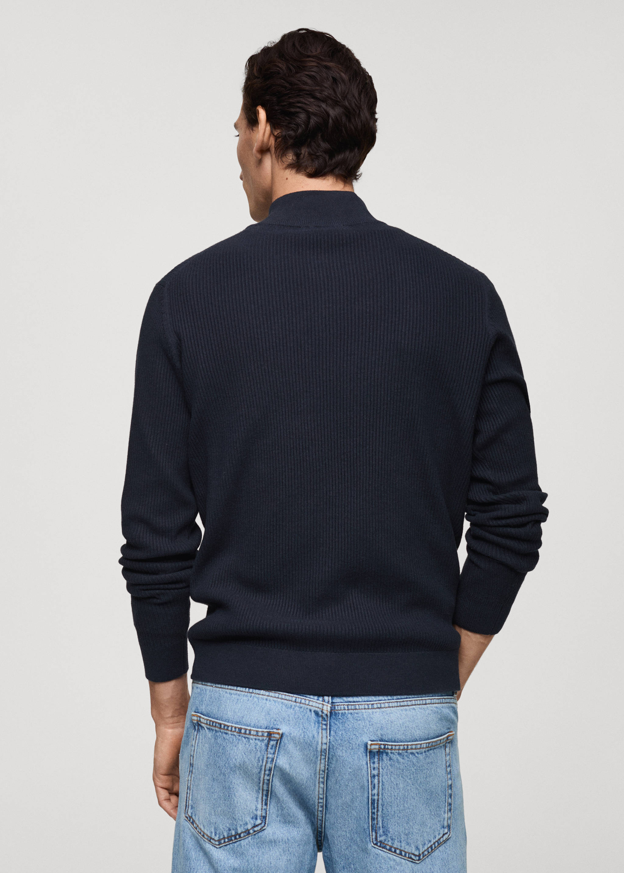 Ribbed sweater with zip neck - Reverse of the article