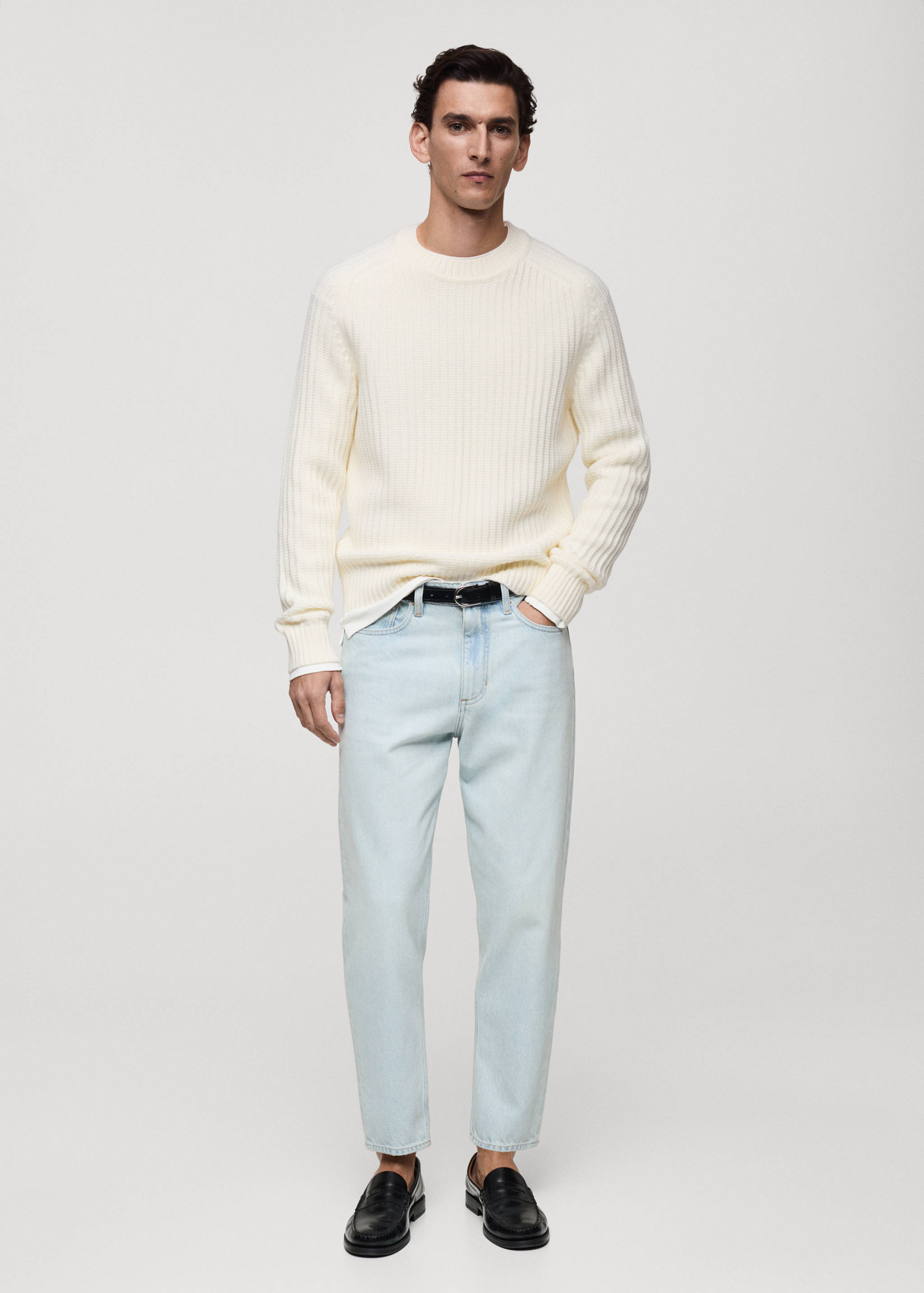 Wool-blend rib-knit sweater - General plane