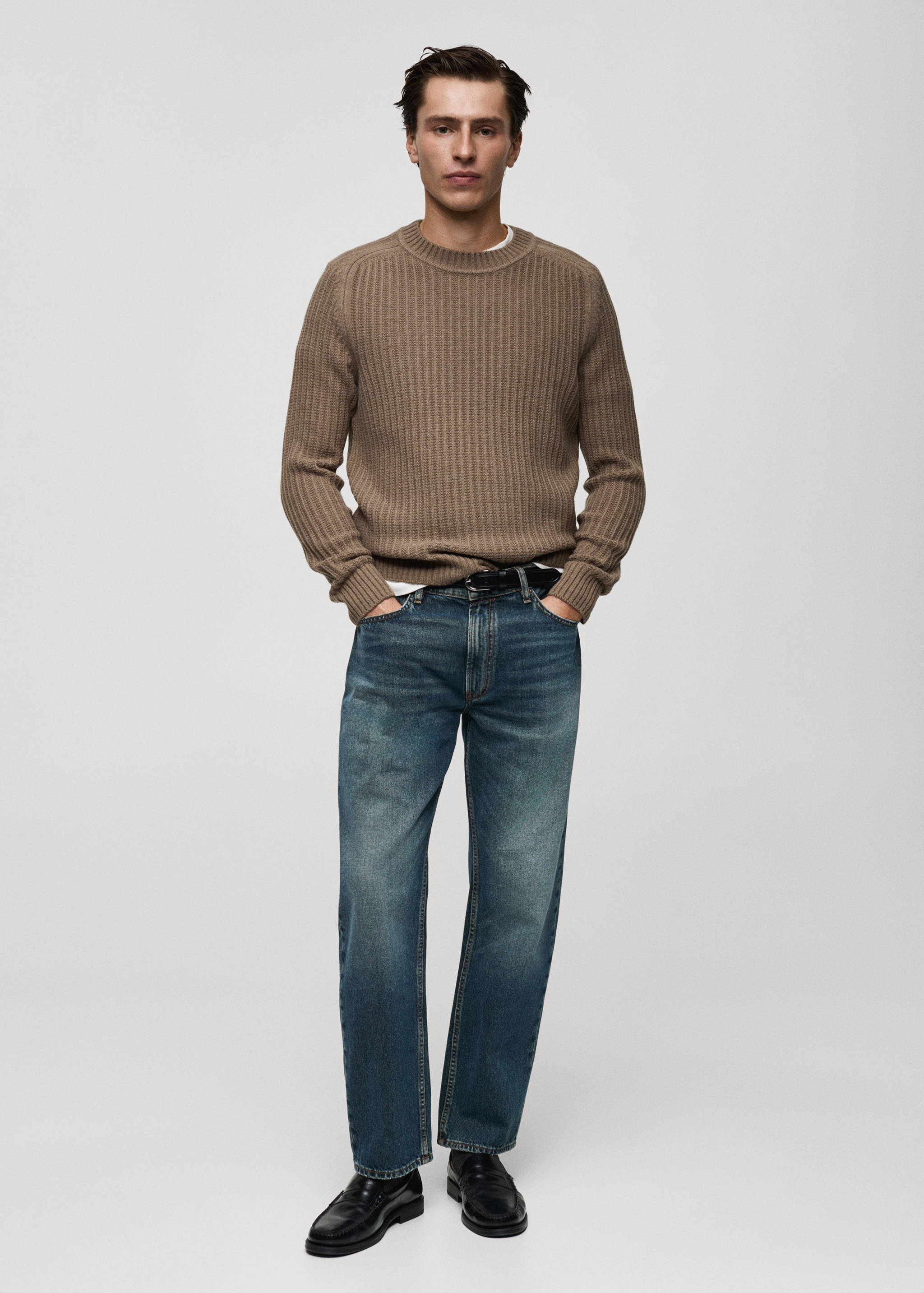 Wool-blend rib-knit sweater - General plane