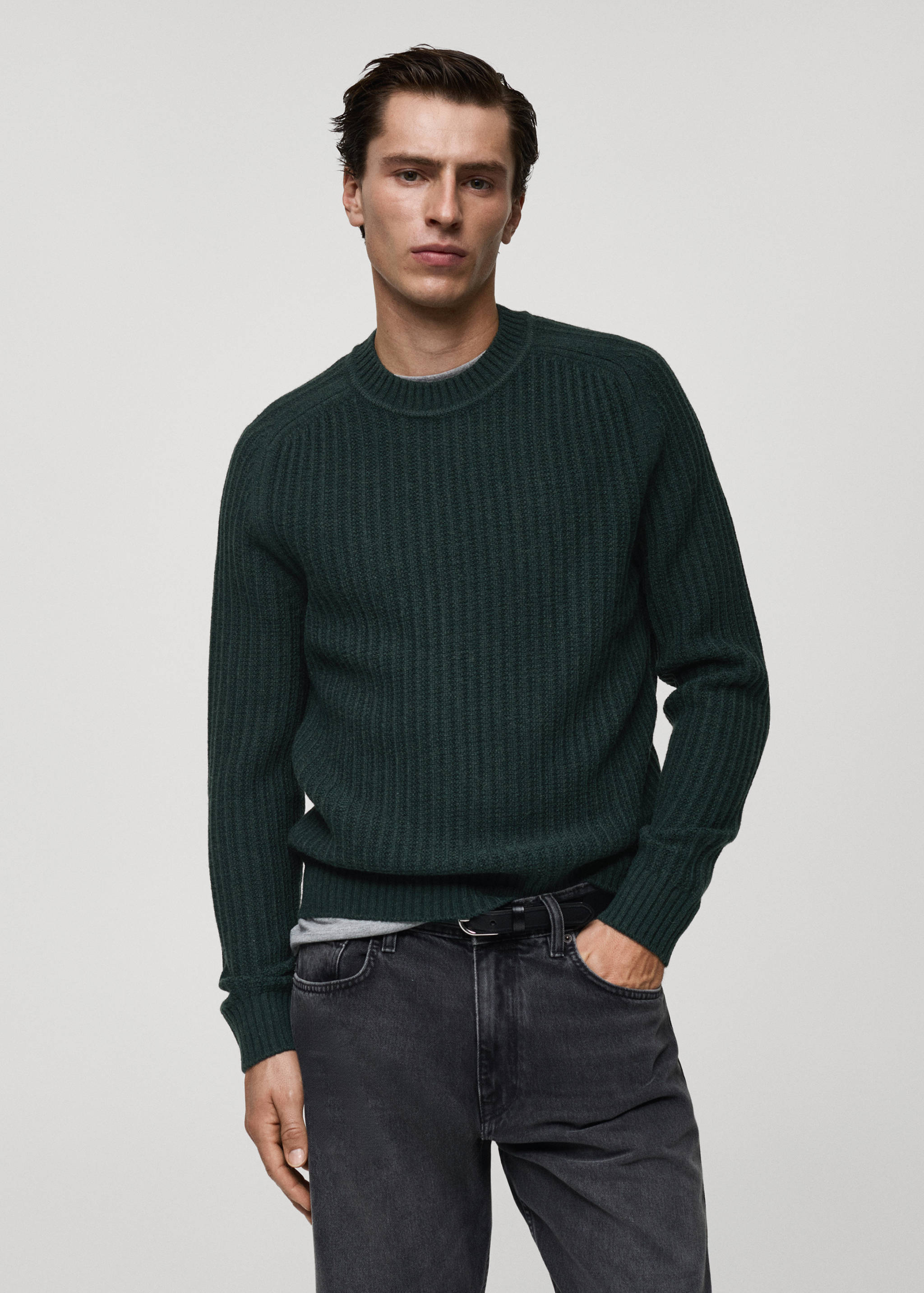 Wool-blend rib-knit sweater - Medium plane