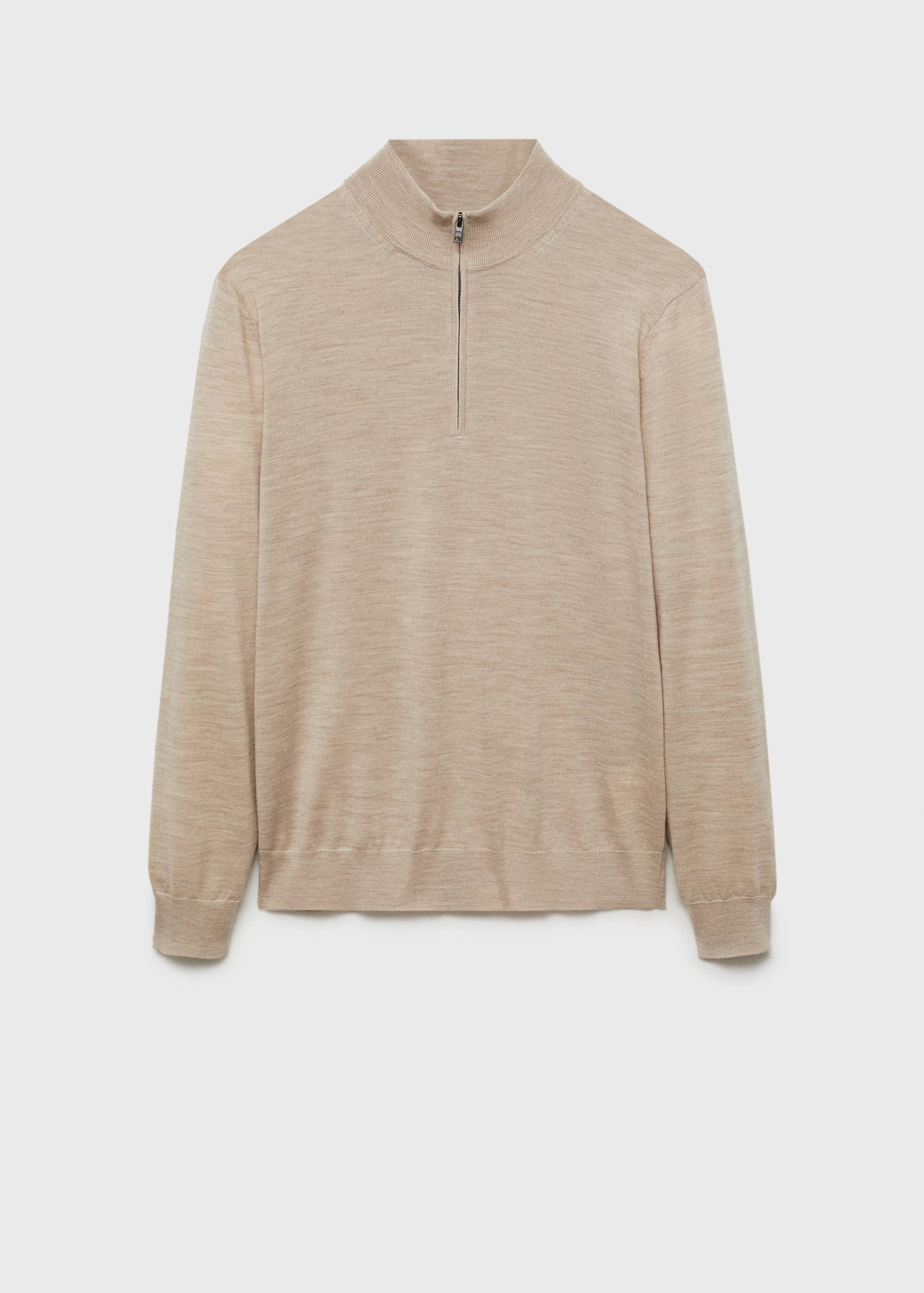 100% merino wool perkins-neck sweater with zipper - Article without model