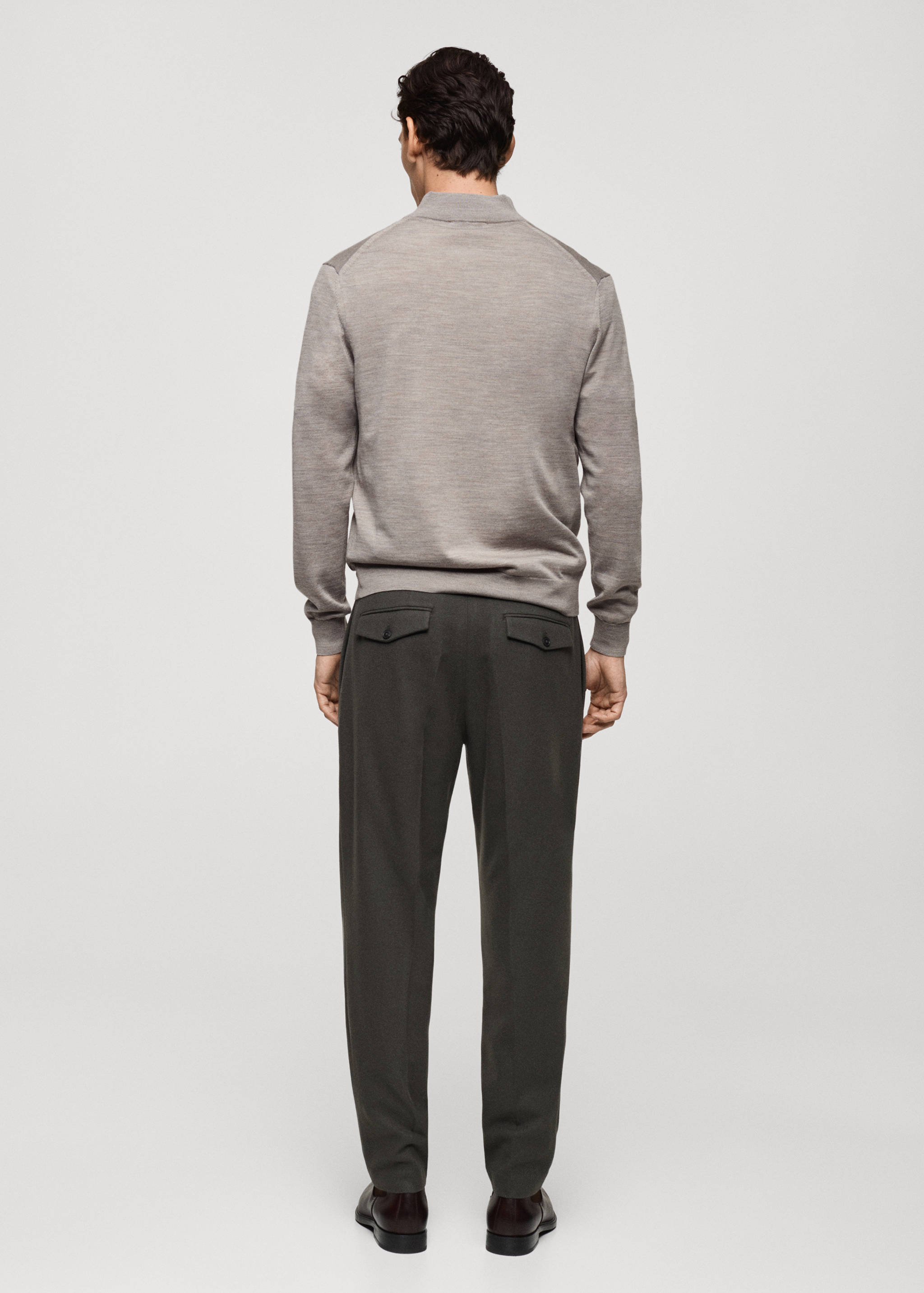 100% merino wool perkins-neck sweater with zip - Reverse of the article