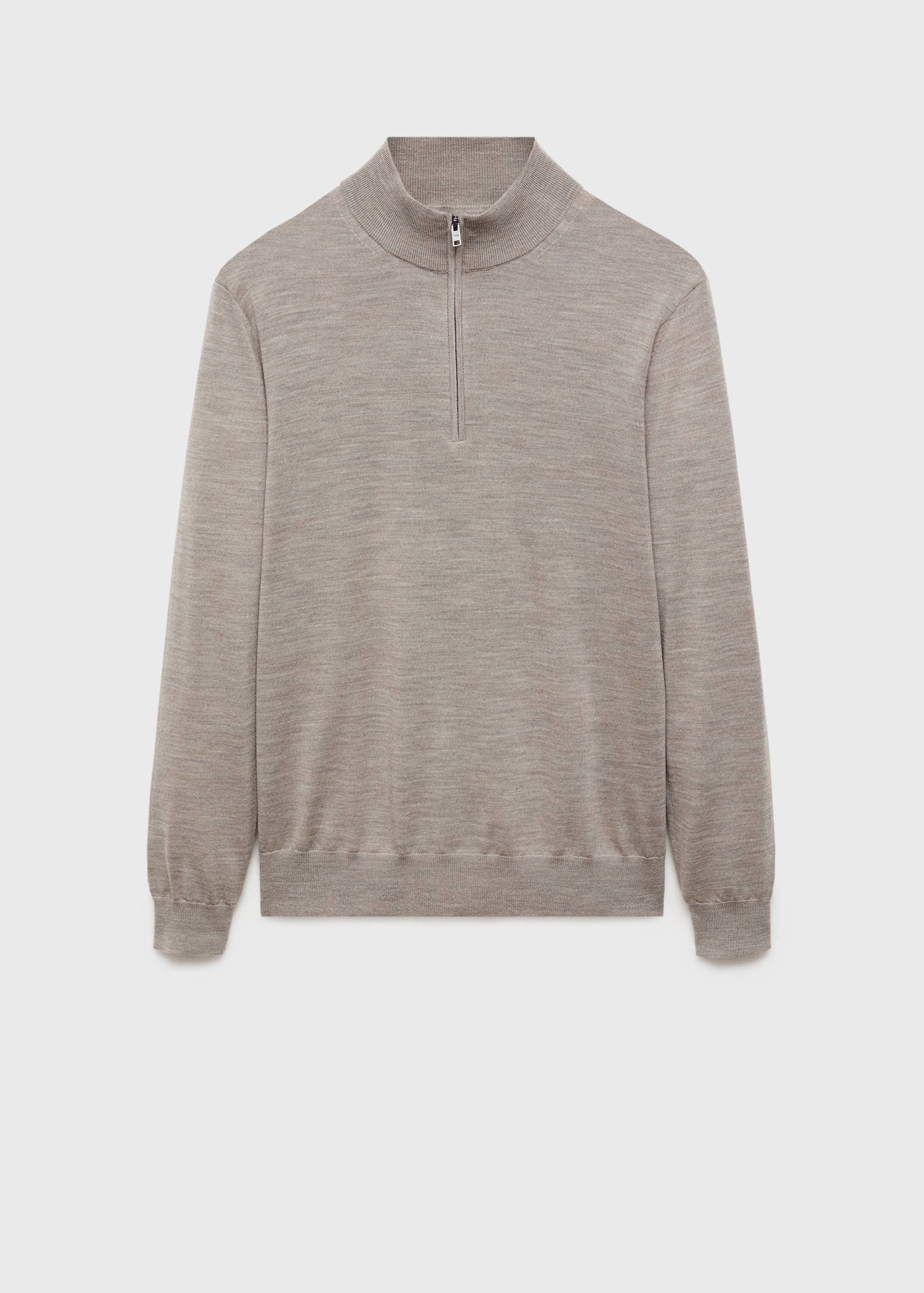 100% merino wool perkins-neck sweater with zipper - Article without model