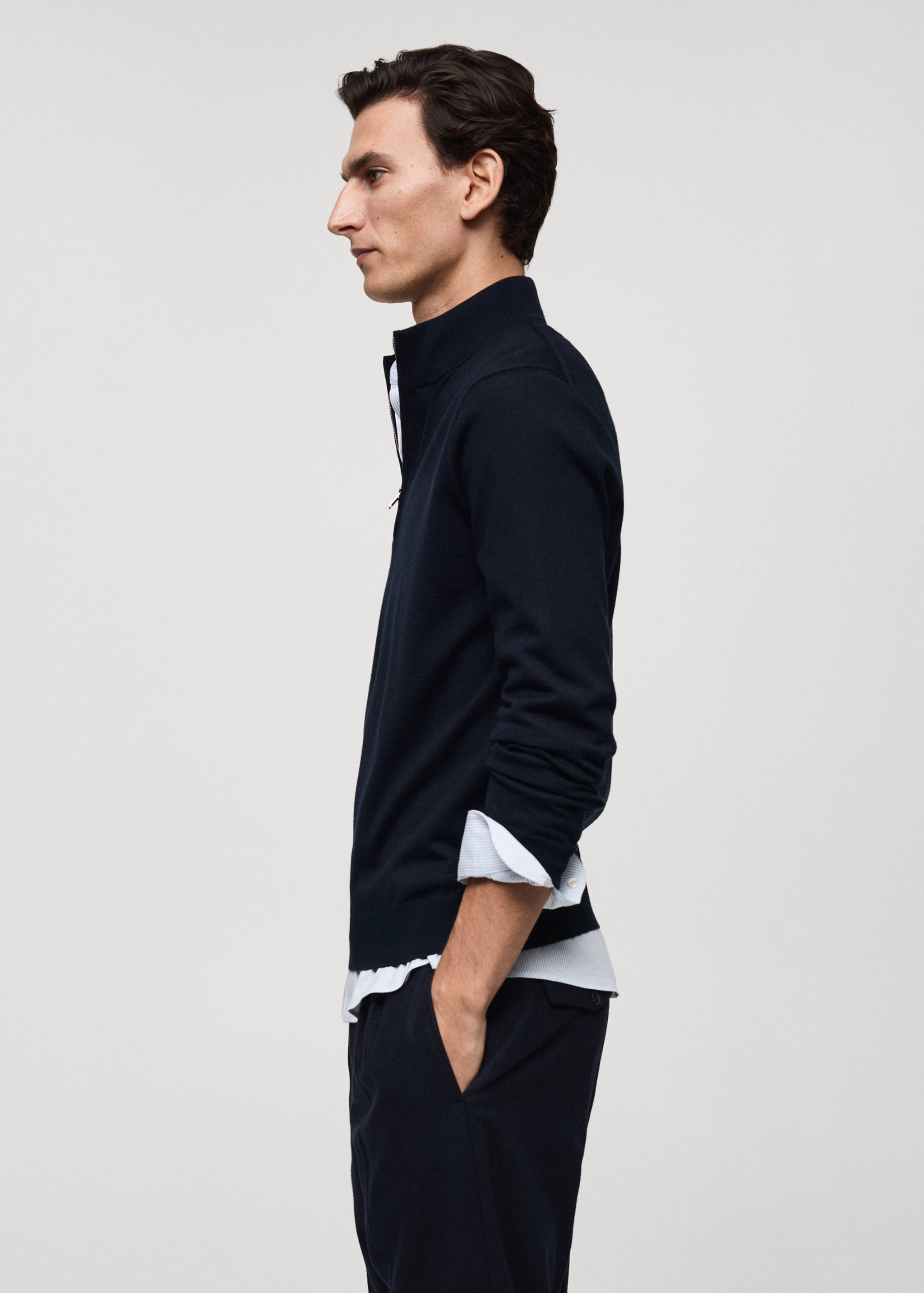 100% merino wool perkins-neck sweater with zipper - Details of the article 2