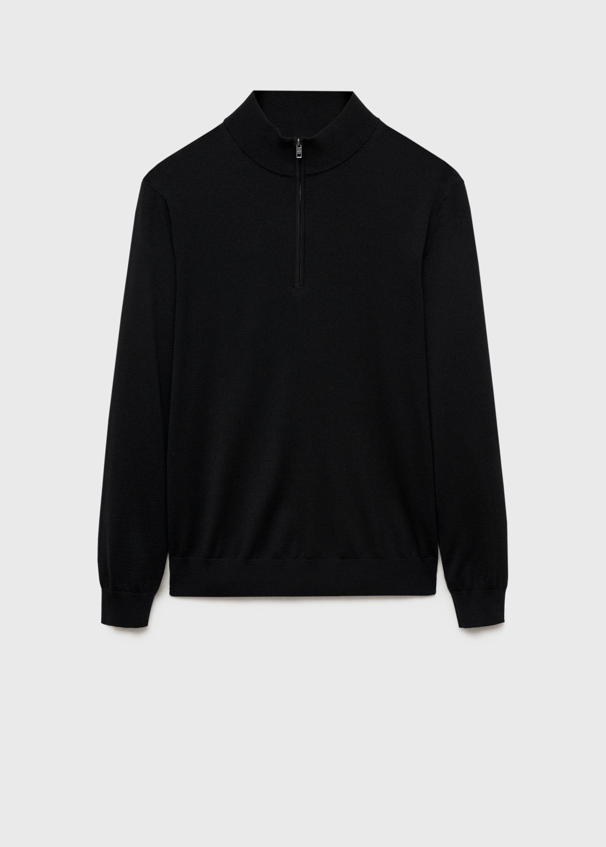 100% merino wool perkins-neck sweater with zipper - Article without model