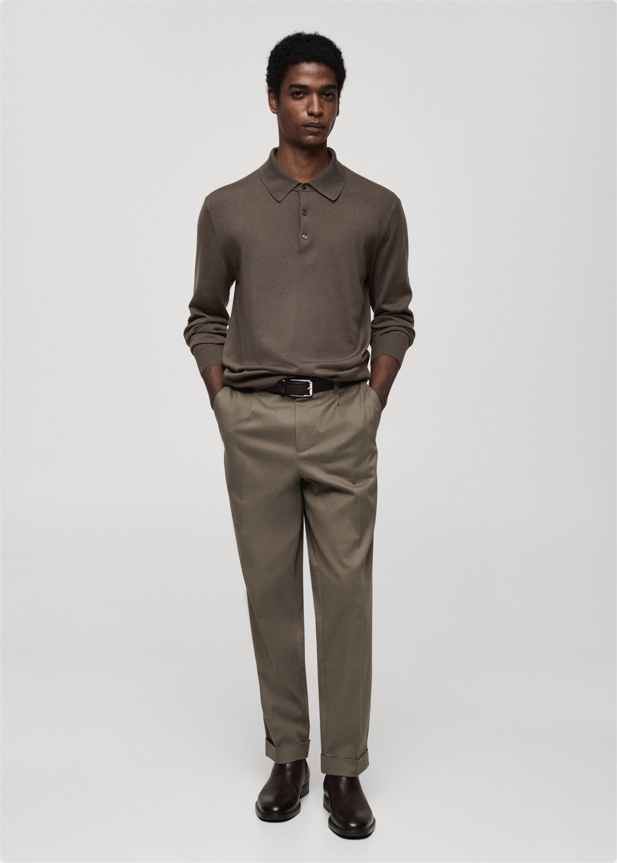 100% merino wool polo sweater - General plane