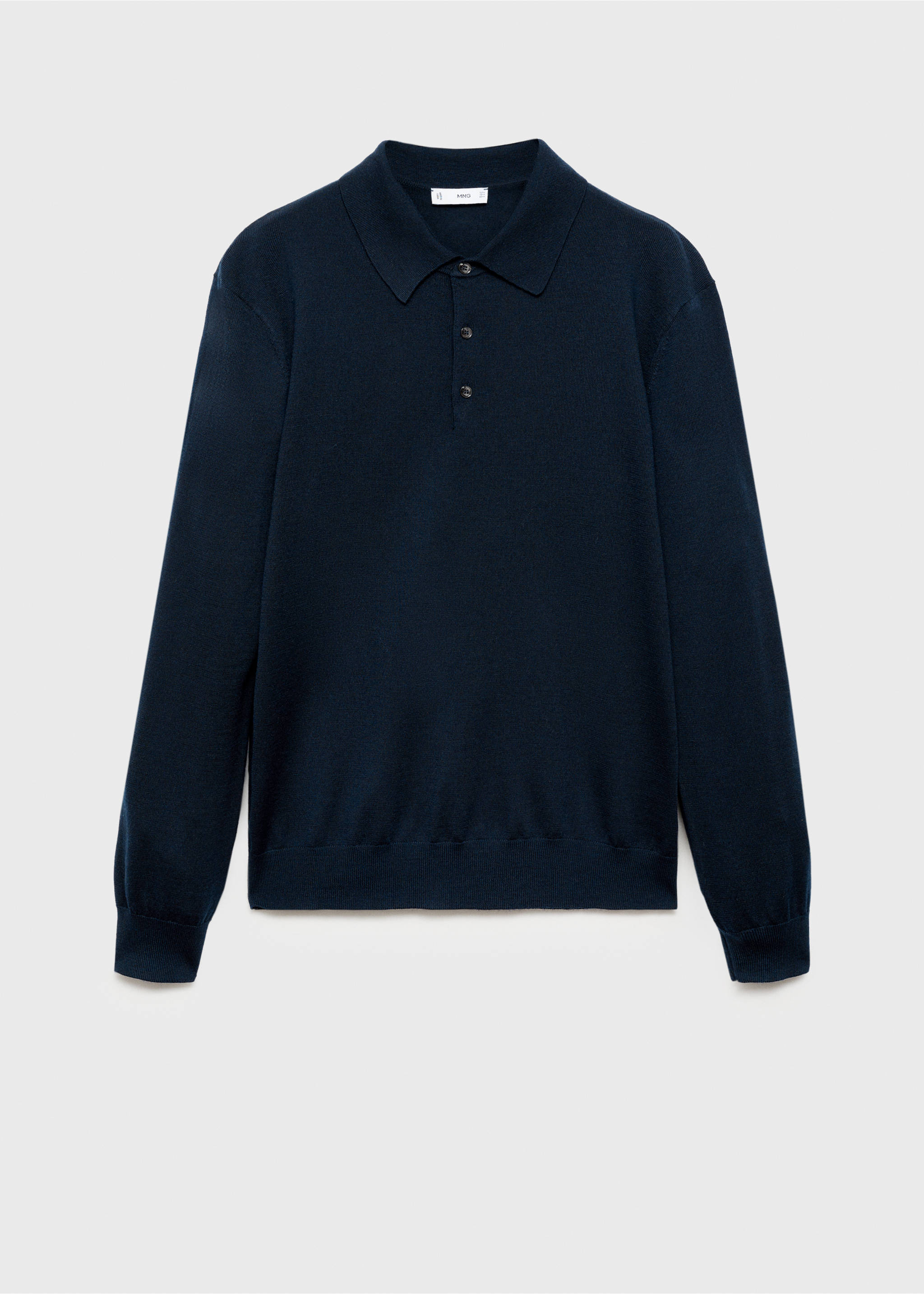 %100 merinos yün polo kazak - Modelsiz ürün, Lacivert. Ref: 87000618-00.