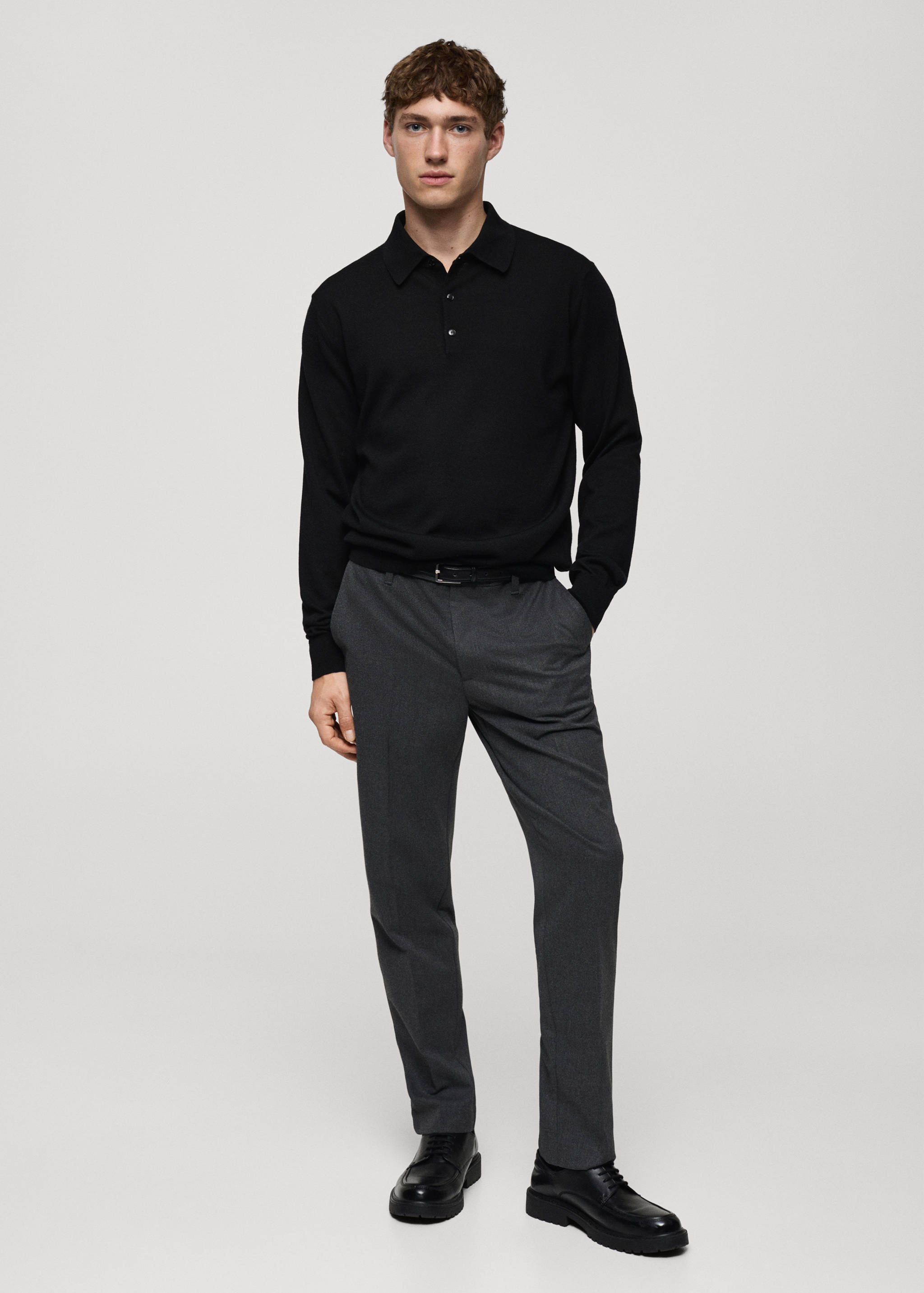 100% merino wool polo sweater - General plane