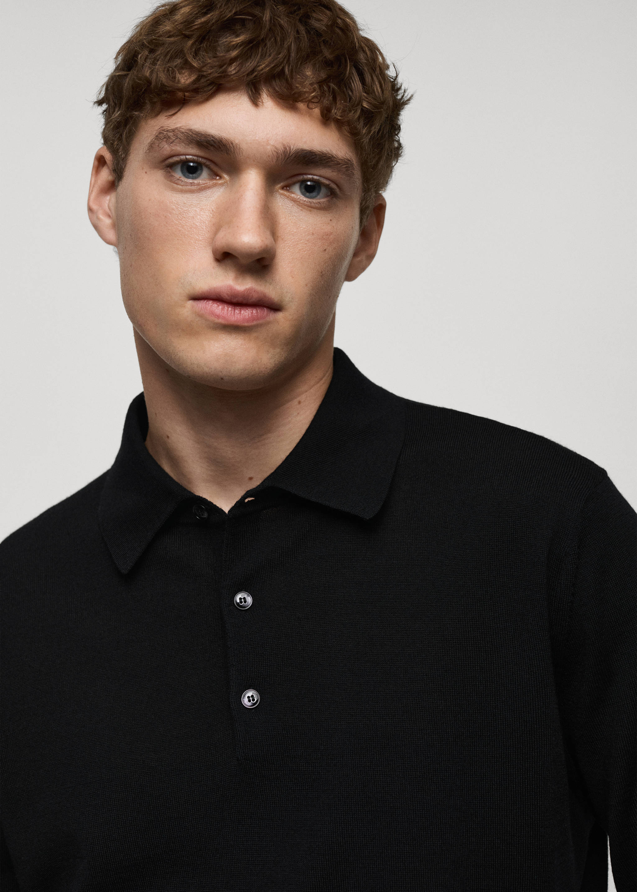 100% merino wool polo sweater - Details of the article 1