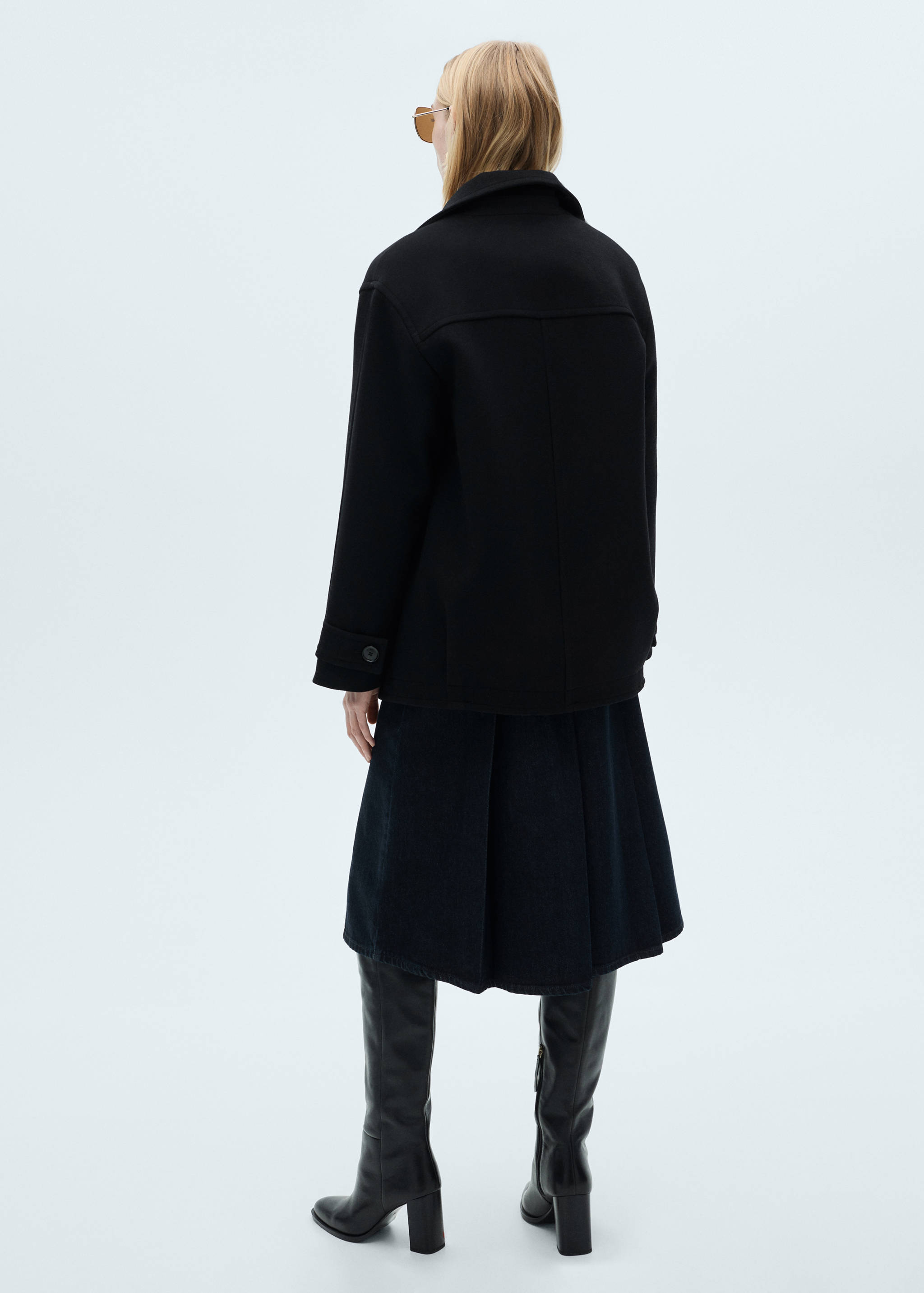 Midi wool coat with buttons - Reverse of the article