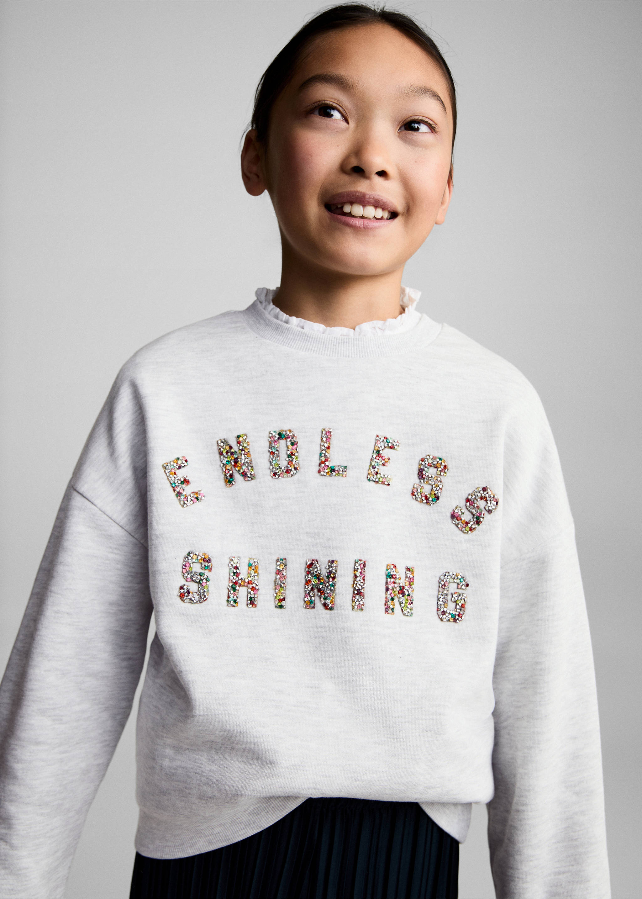 Embossed message sweatshirt - Medium plane, Light Heather Grey. Ref: 87000646-00.