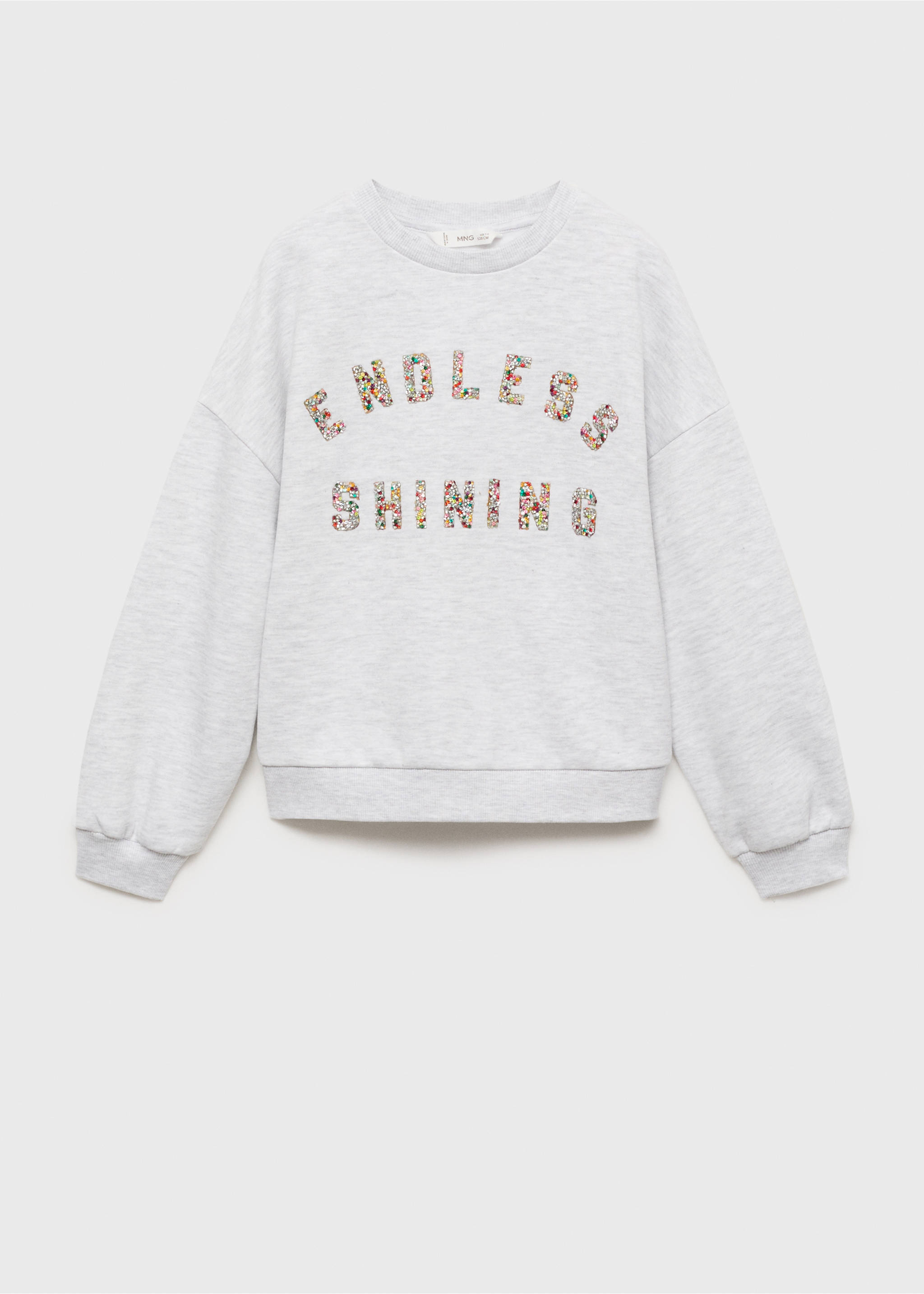 Embossed message sweatshirt - Article without model, Light Heather Grey. Ref: 87000646-00.