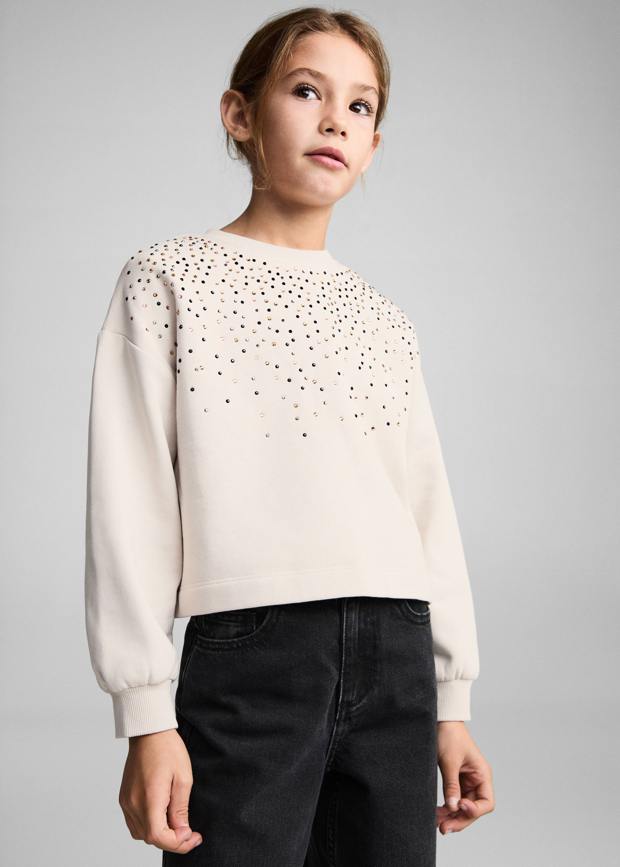 Boncuk detaylı sweatshirt - Orta plan