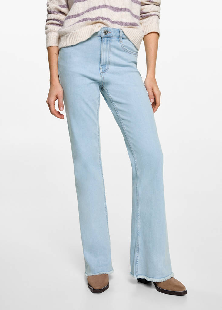 Frayed low-rise skinny jeans — Light Blue